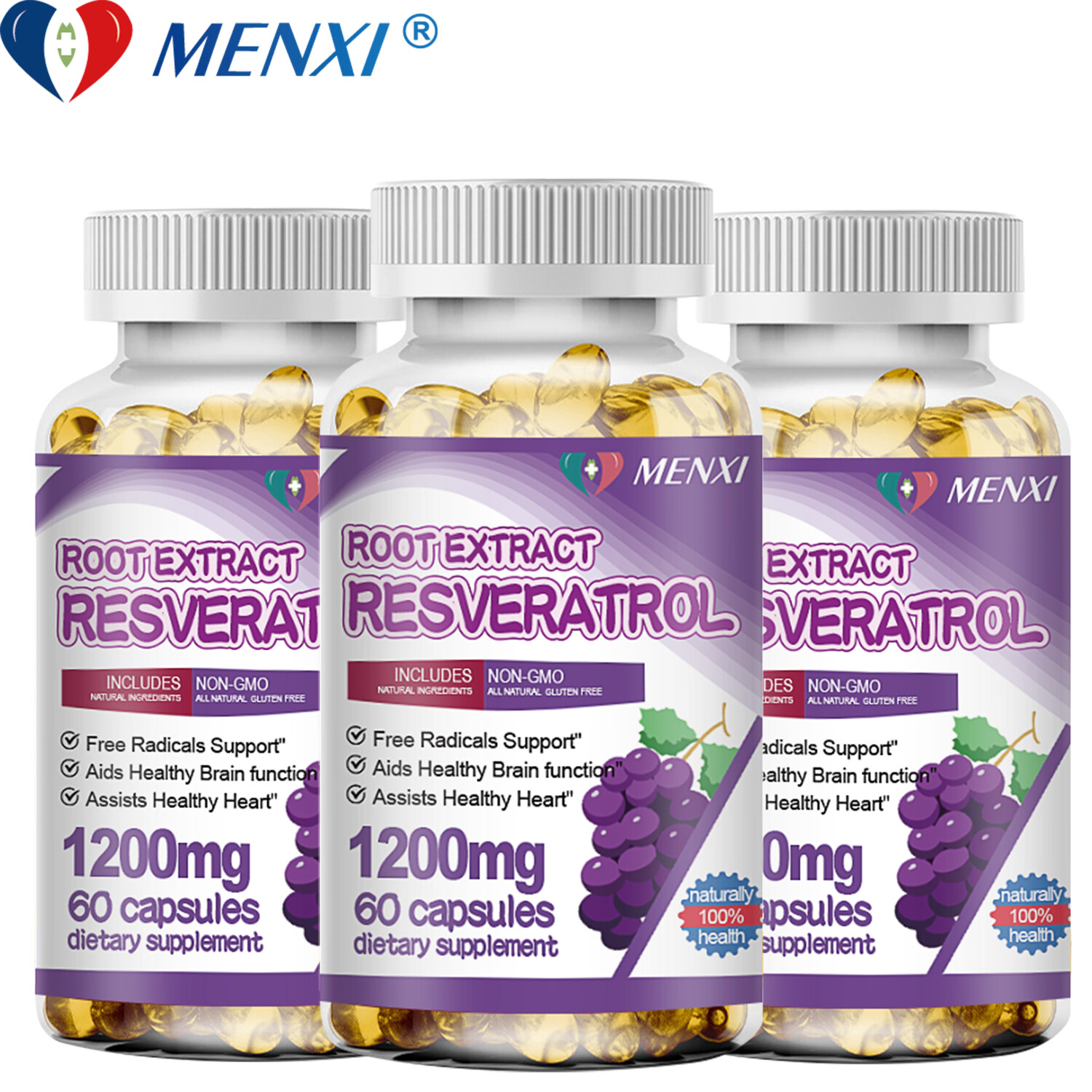 Resveratrol Maximum Strength Natural (3×60 CAPSULES) Anti – Aging Antioxidant US