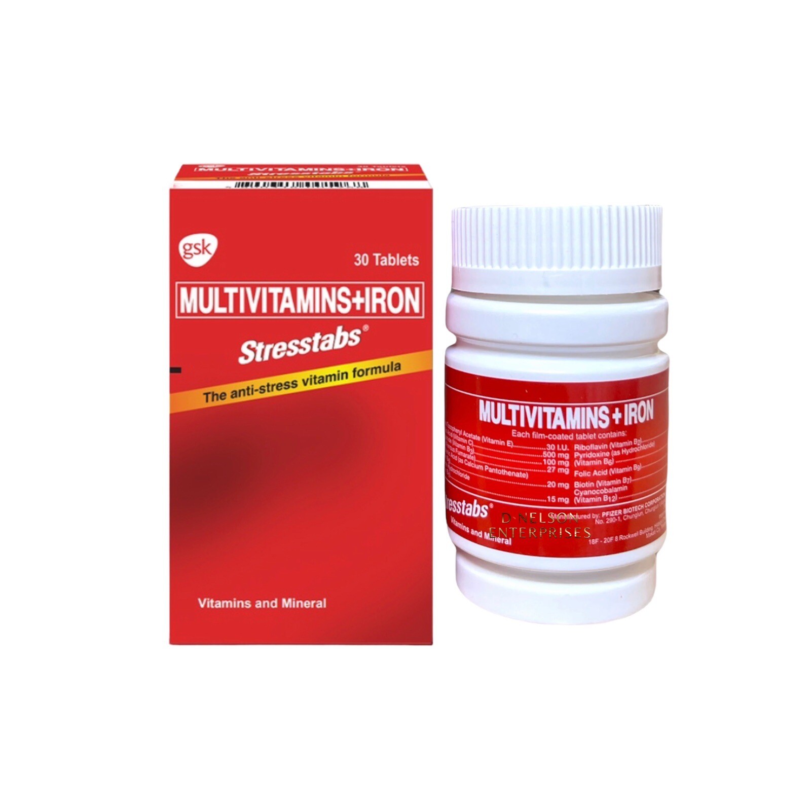 STRESSTABS – Multivitamins + Iron – Anti Stress Vitamin Formula 30 Tablets