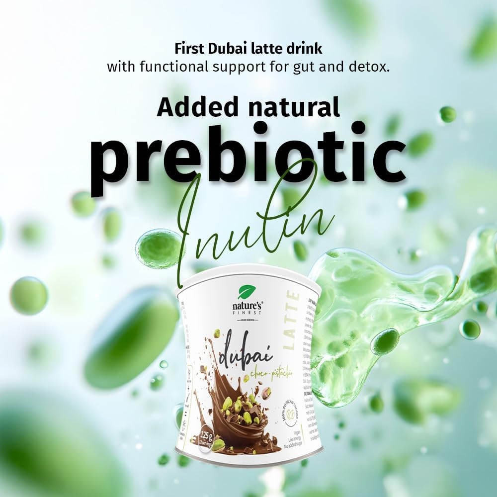 Nature’s Finest Dubai Latte Mix Vegan Chocolate Pistachio 6x125g Powder