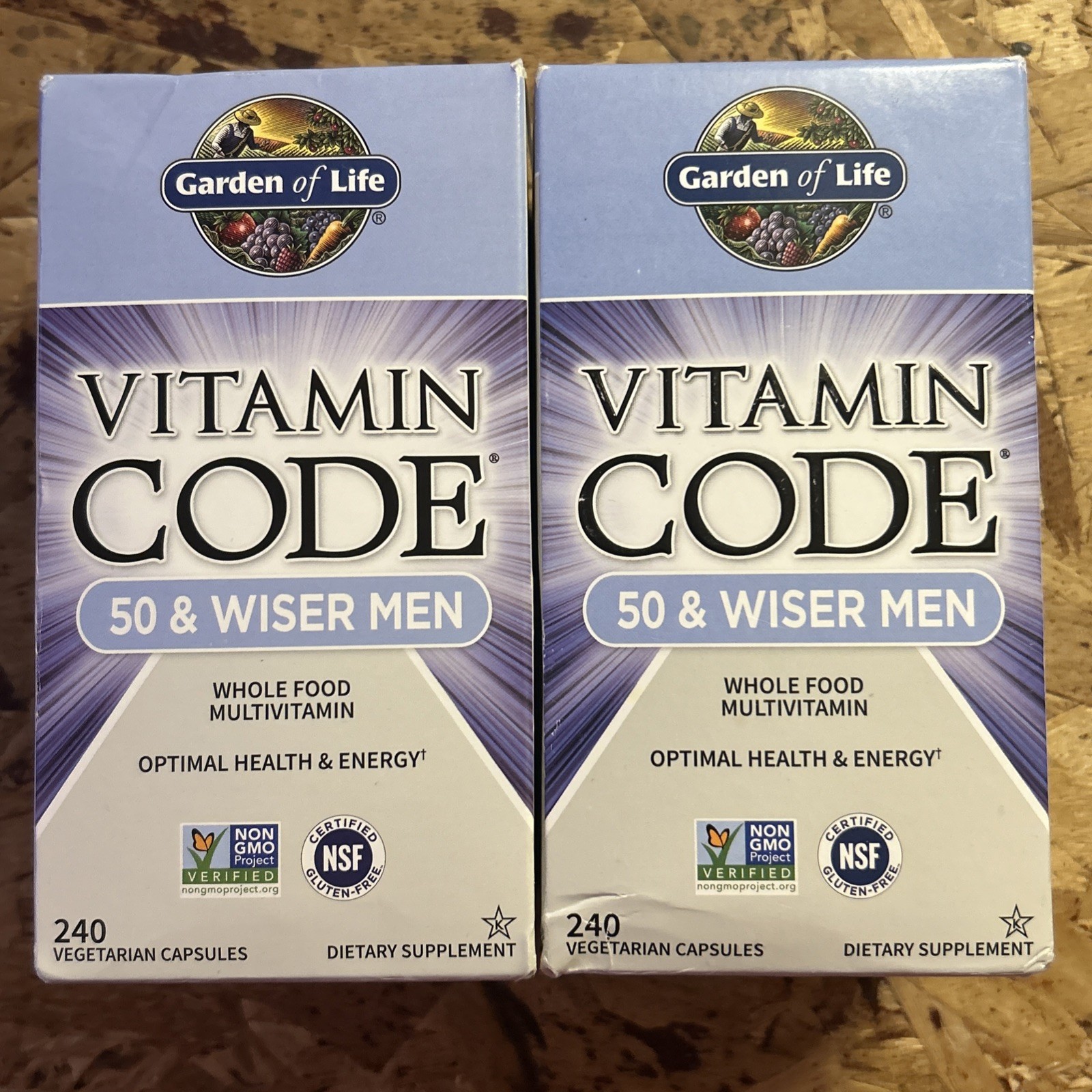 2 Pack Garden of Life Vitamin Code 50 & Wiser Men Multivitamin, 240ct Per Bottle