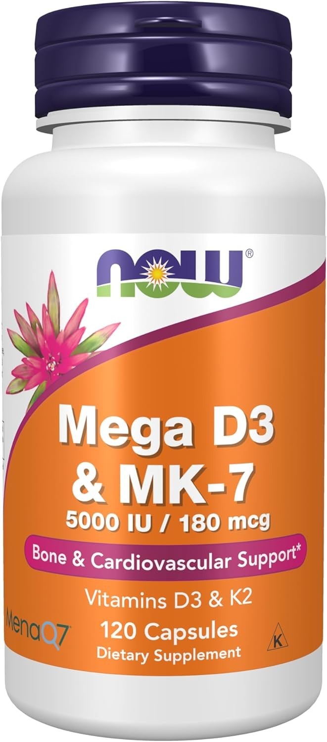 NOW FOODS Mega D-3 & MK-7 120 Veg Capsules
