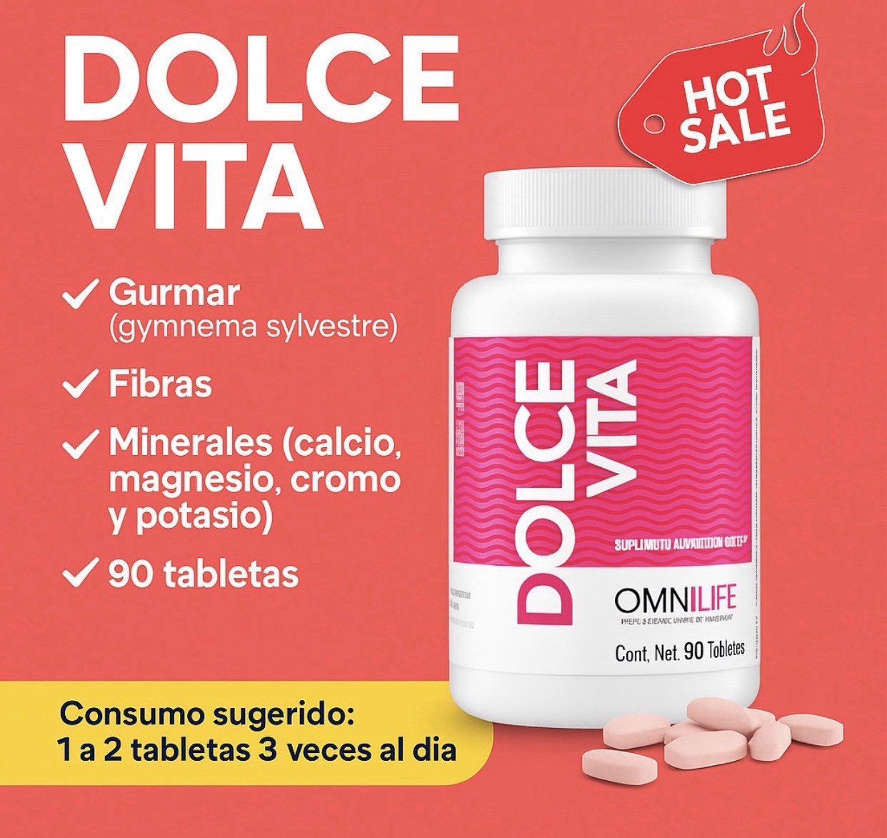OML DOLCE VITA | 90 Tablets | Grapefruit Flavor **Free Shipping**