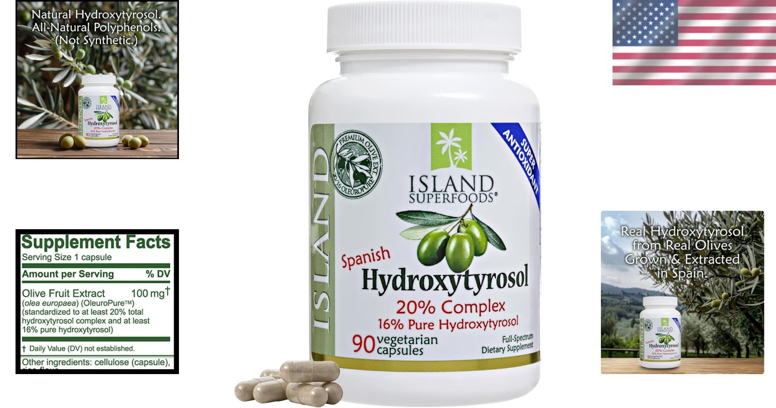 Authentic Hydroxytyrosol Complex Capsules – 20% Strength, 90 Count from Spain