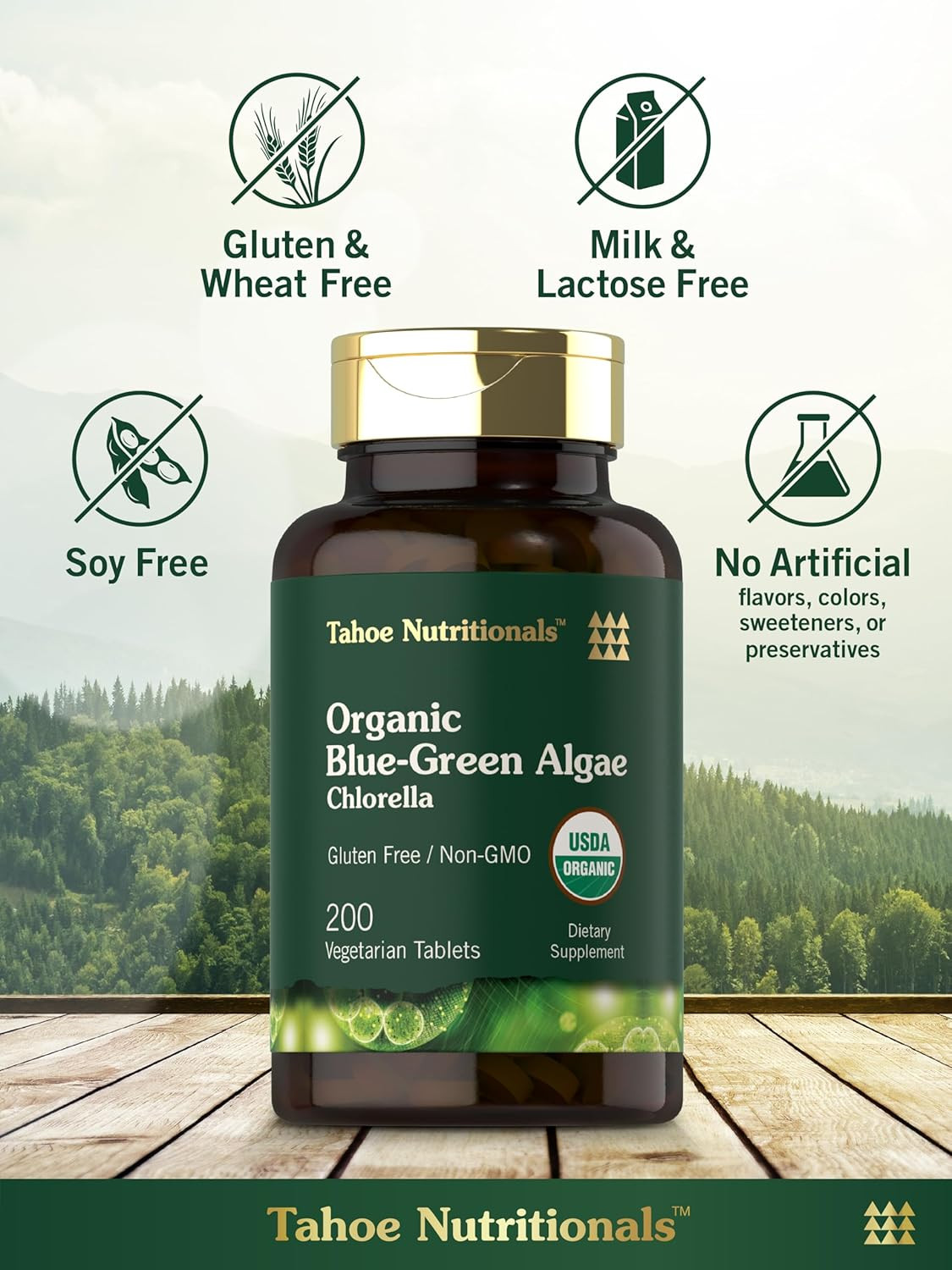 Chlorella Blue Green Algae 250Mg 200 Tablets Vegetarian, Non-Gmo, Gluten Free Su