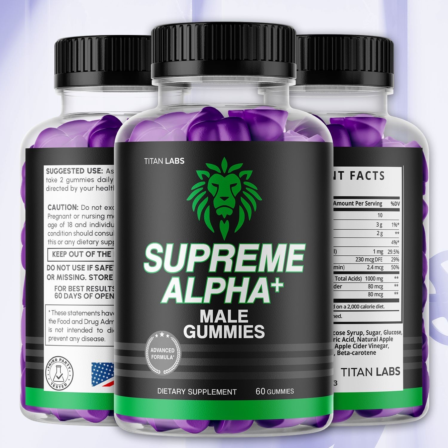 (5 Pack) Supreme Alpha Gummys Male Support Supplement SupremeAlpha 300 Gummies
