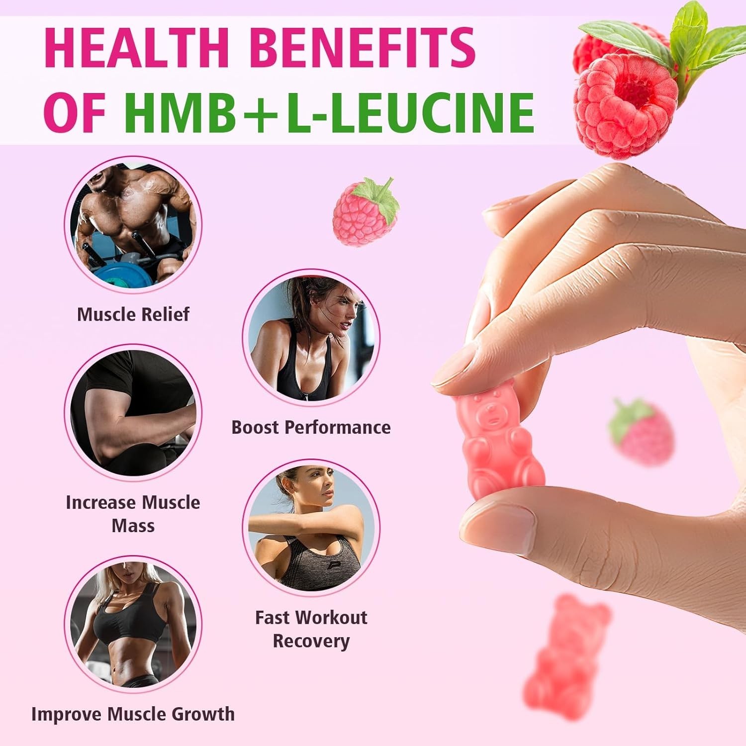 MEENCCD HMB and L-Leucine Gummies, HMB and Leucine Amino Acid Free Shipping