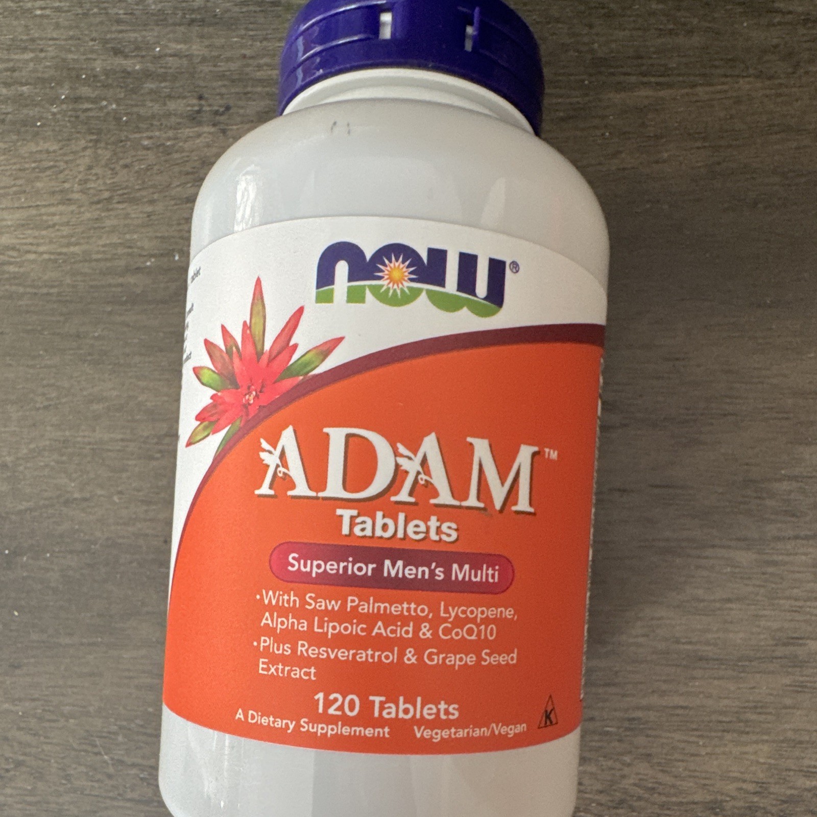 NOW ADAM Men’s Multivitamin Tablets 120 Tablets Vegetarian Vegan