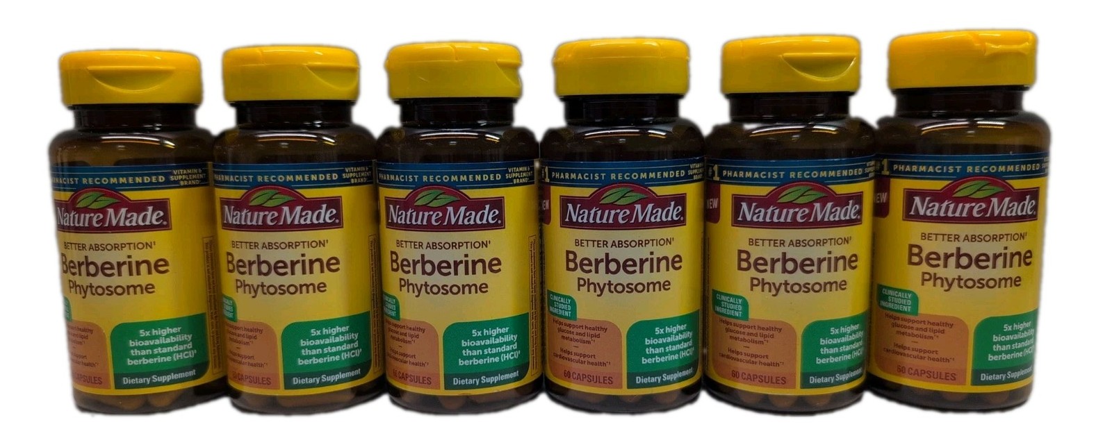 (6) Nature Made ~ Berberine Phytosome 550 mg ~ 60 Capsules Each~ Exp 04/2027