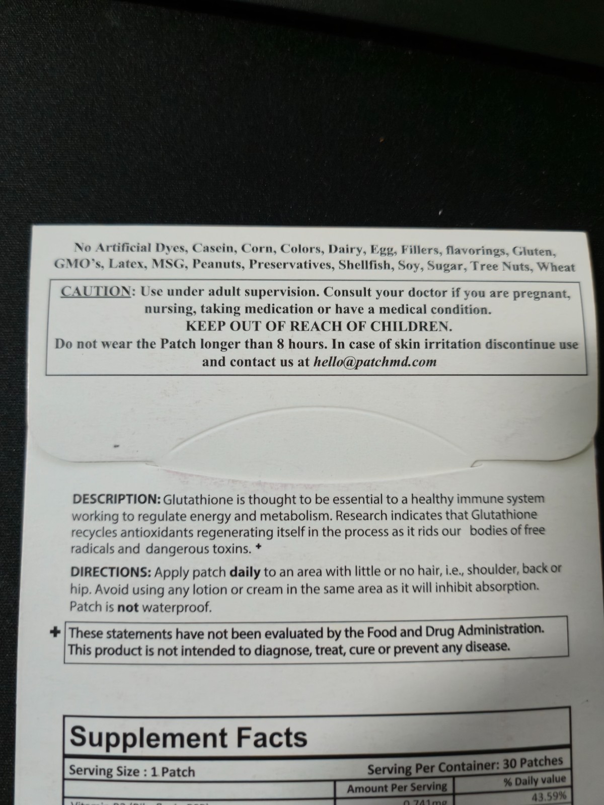 PatchMD Glutathione Plus Topical Patch 90 Day Supply Dietary Supplement New