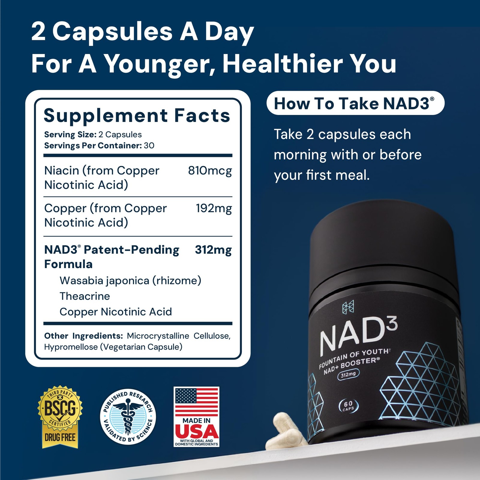 HPN NAD3 Clinical NAD+ Booster, Cellular Health & Natural Energy – NAD Supplemen