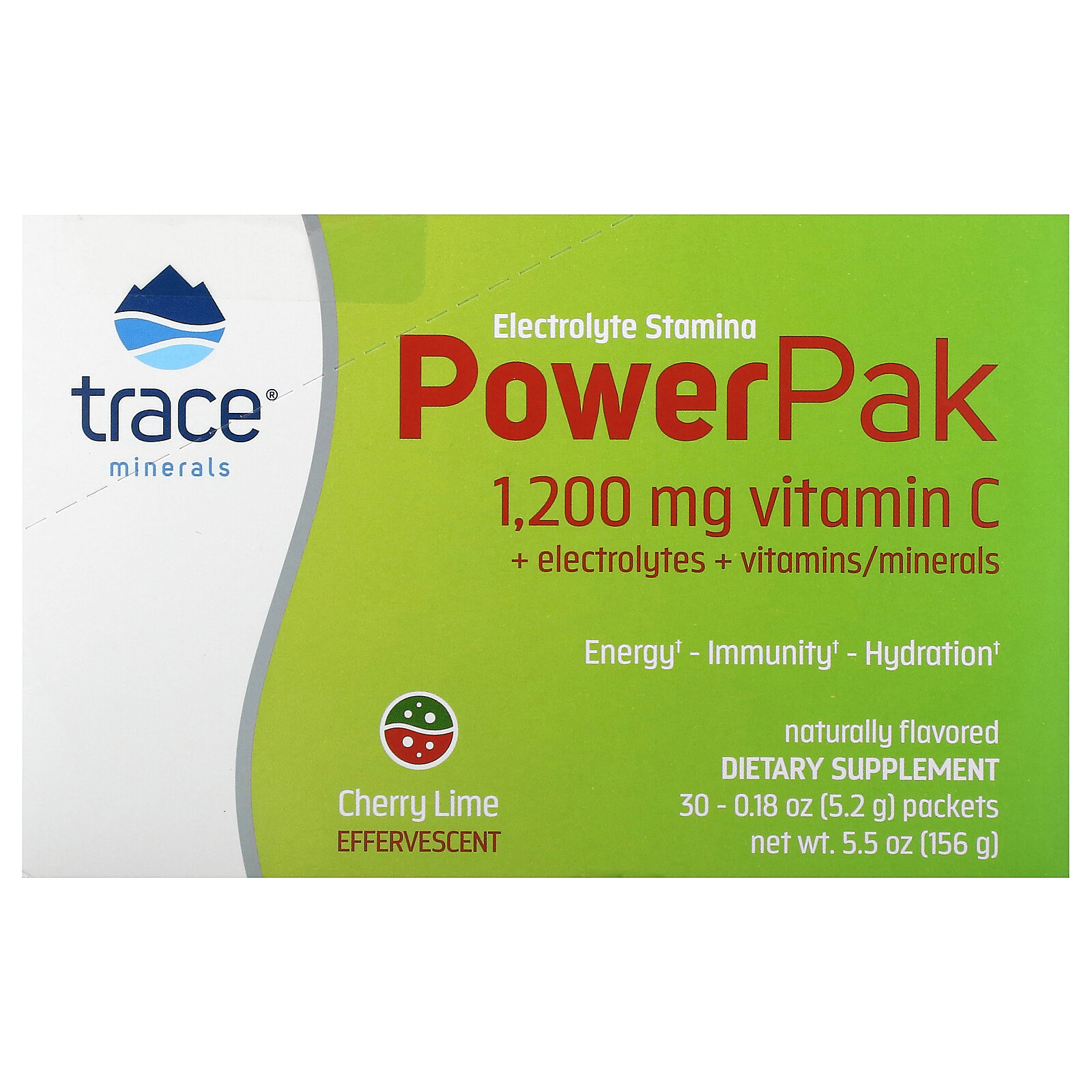 Electrolyte Stamina PowerPak, Cherry Lime, 30 Packets, 0.18 oz (5.2 g) Each