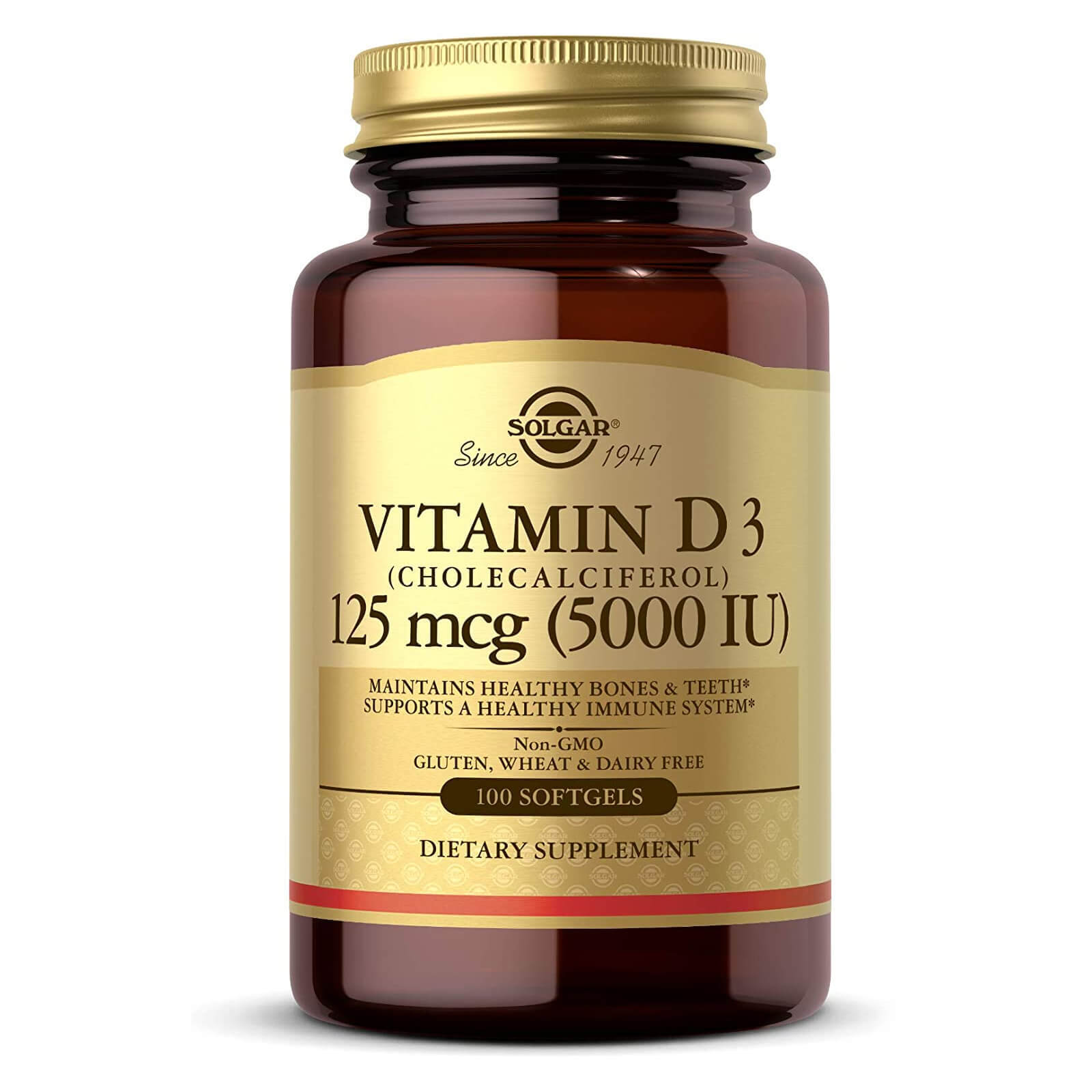 Solgar Vitamin D3 Cholecalciferol 125 mcg 5000 IU 100 Softgels