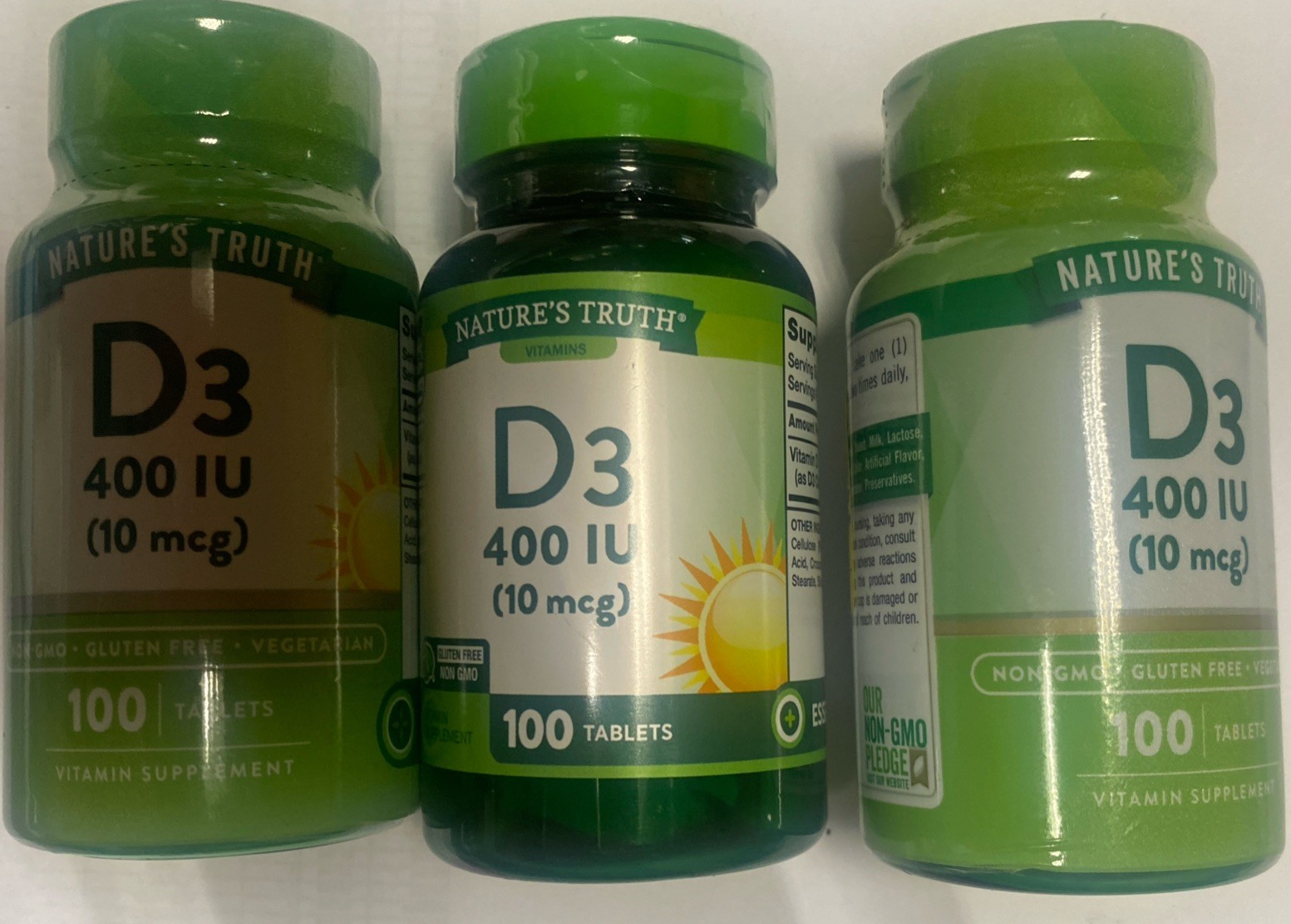 3 Pack New Nature’s Truth D3 400 IU Tablets (10 mcg) 100 Ct 12/26 & 2027