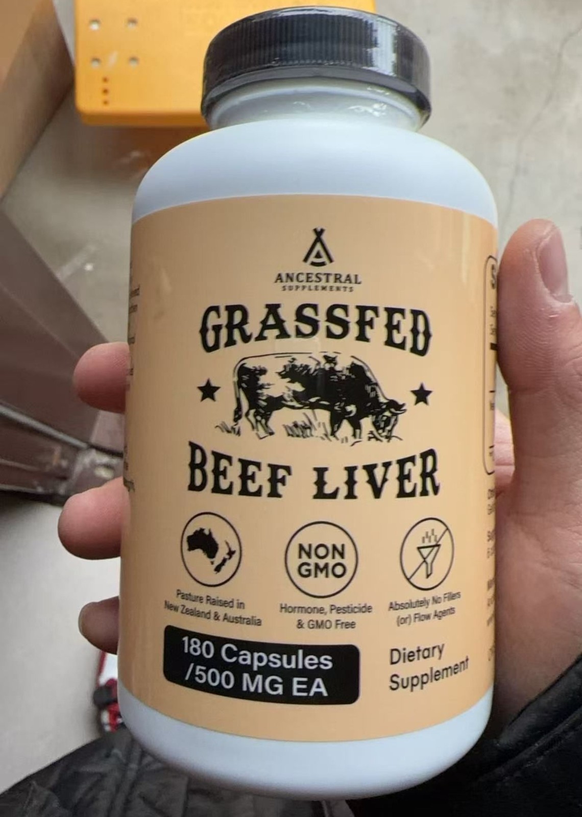 180Capsules-Ancestral Supplements Beef Grassfed Liver 500mg EA Exp 07/2028