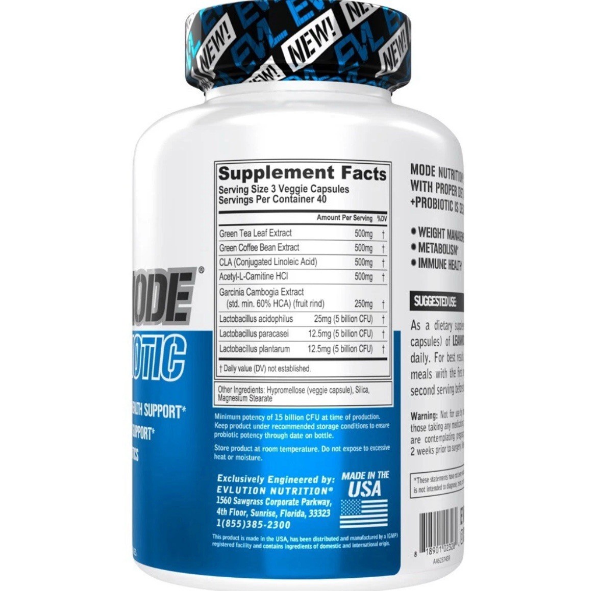 EVL LeanMode+Probiotic, Digestive/Immune, Support Weight Manage 120ct BB 03/26