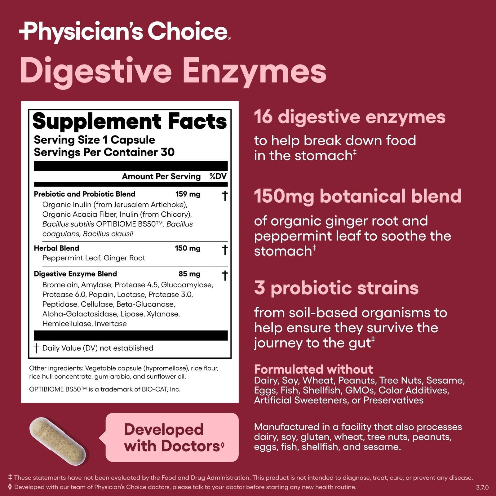 Physician’s CHOICE Digestive Enzymes for Bloating & 30 Count (Pack of 1)