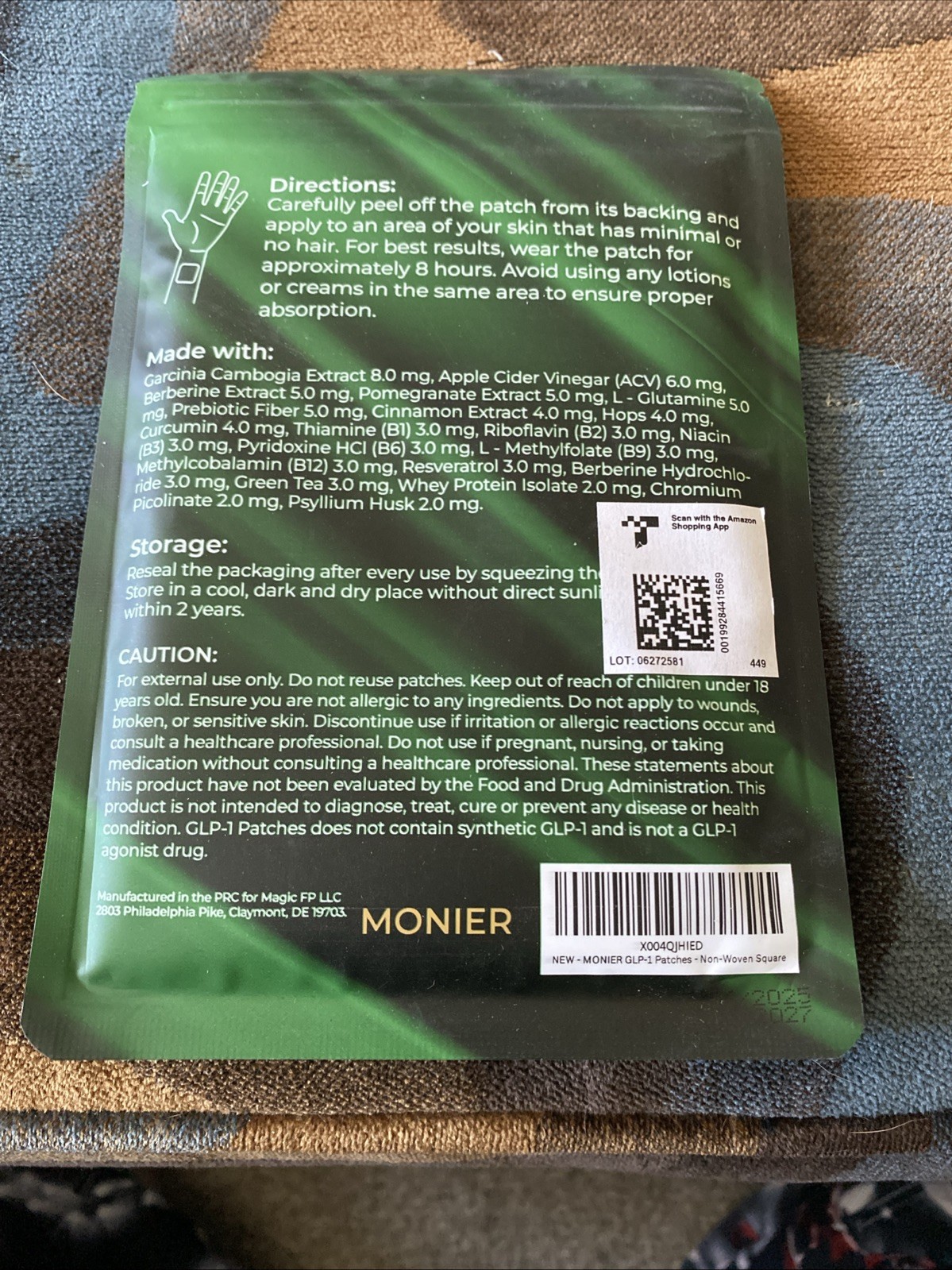 (T) Monier Patches 60 Count 100% Natural GMO FREE New & Sealed