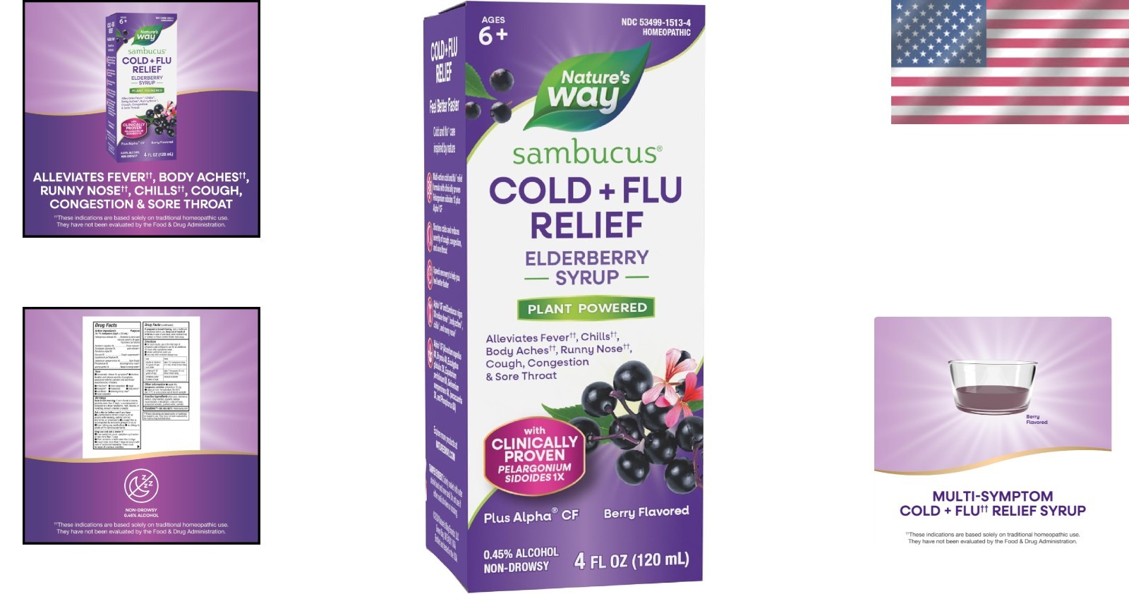 Multi-Action Elderberry Syrup – Homeopathic Cold Relief for All Ages, 4 Fl. Oz.
