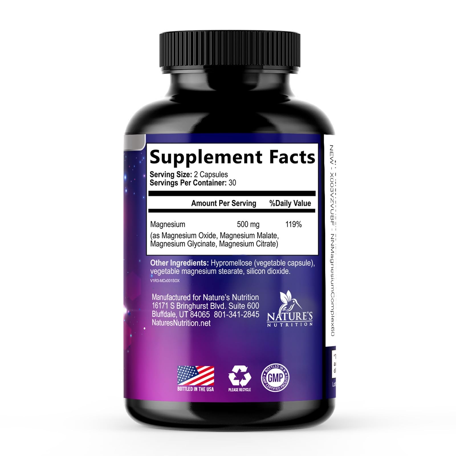 Magnesium Complex Supplement – 500 mg Per 60 Count (Pack of 1)