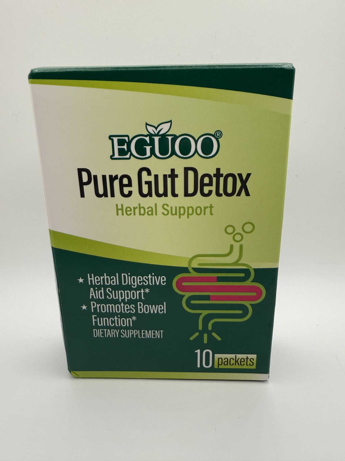 EGUOO Pure Gut Detox Colon Cleanse Senna Cascara Fennel Aloe Prebiotic 10 Packet