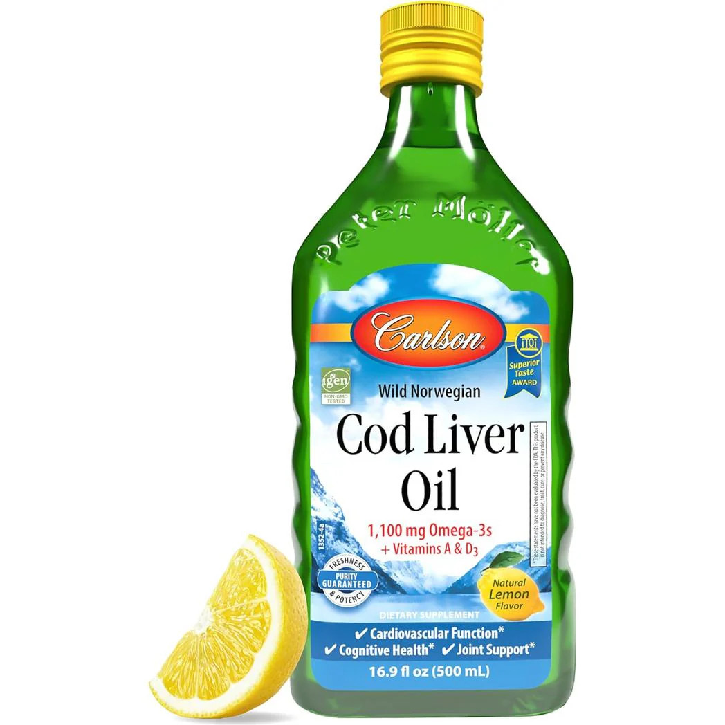 Carlson Wild Norwegian Cod Liver Oil – Lemon 16.9 fl oz Liquid