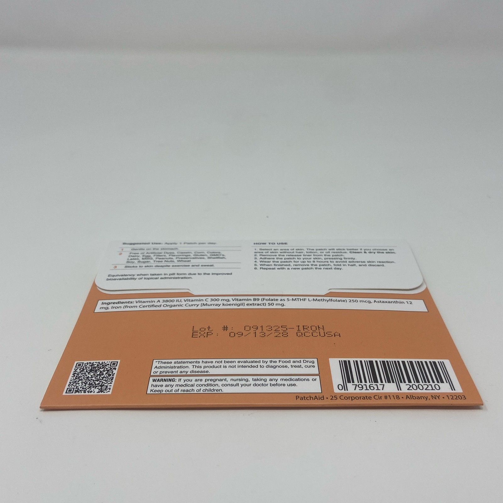 PatchAid Iron Plus Patch 30 Patches – Vitamins A & C, Orange Pack
