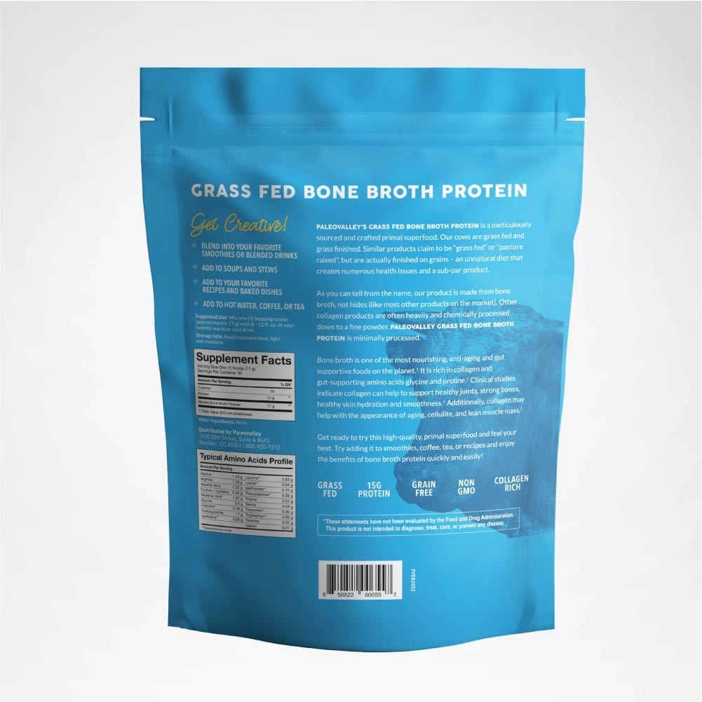 Bone Broth Protein Powder Unflavored Grass Fed Collagen Drink Mix