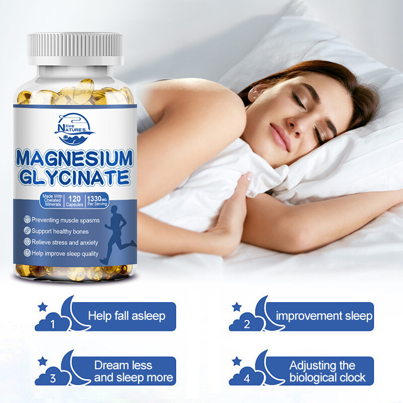 Magnesium Glycinate 1330mg 120 Capsules for Calm, Stress, Sleep, Leg Cramp,Heart