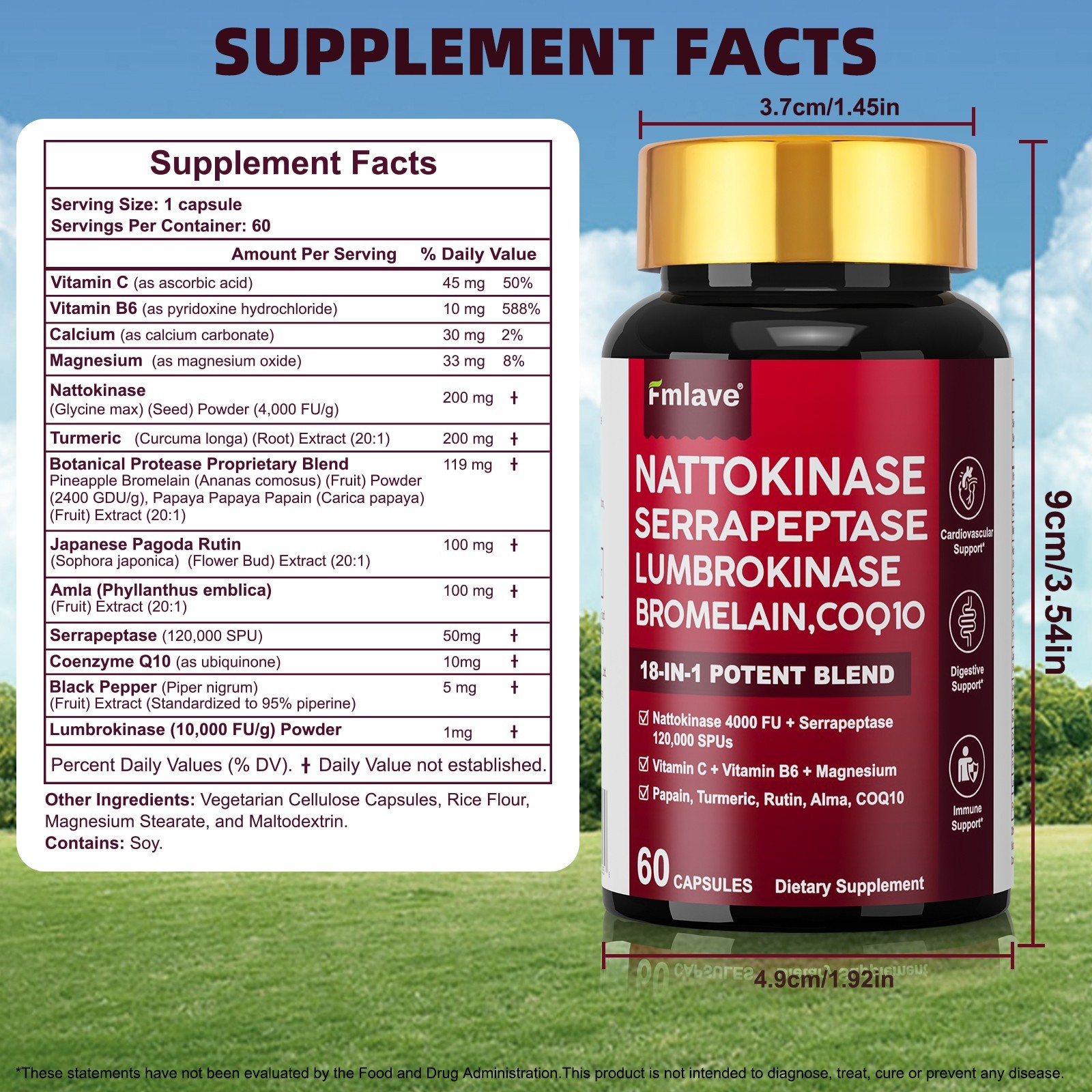 5 pack Nattokinase 4,000 FU – Heart & Cardiovascular Health, Circulatory Support