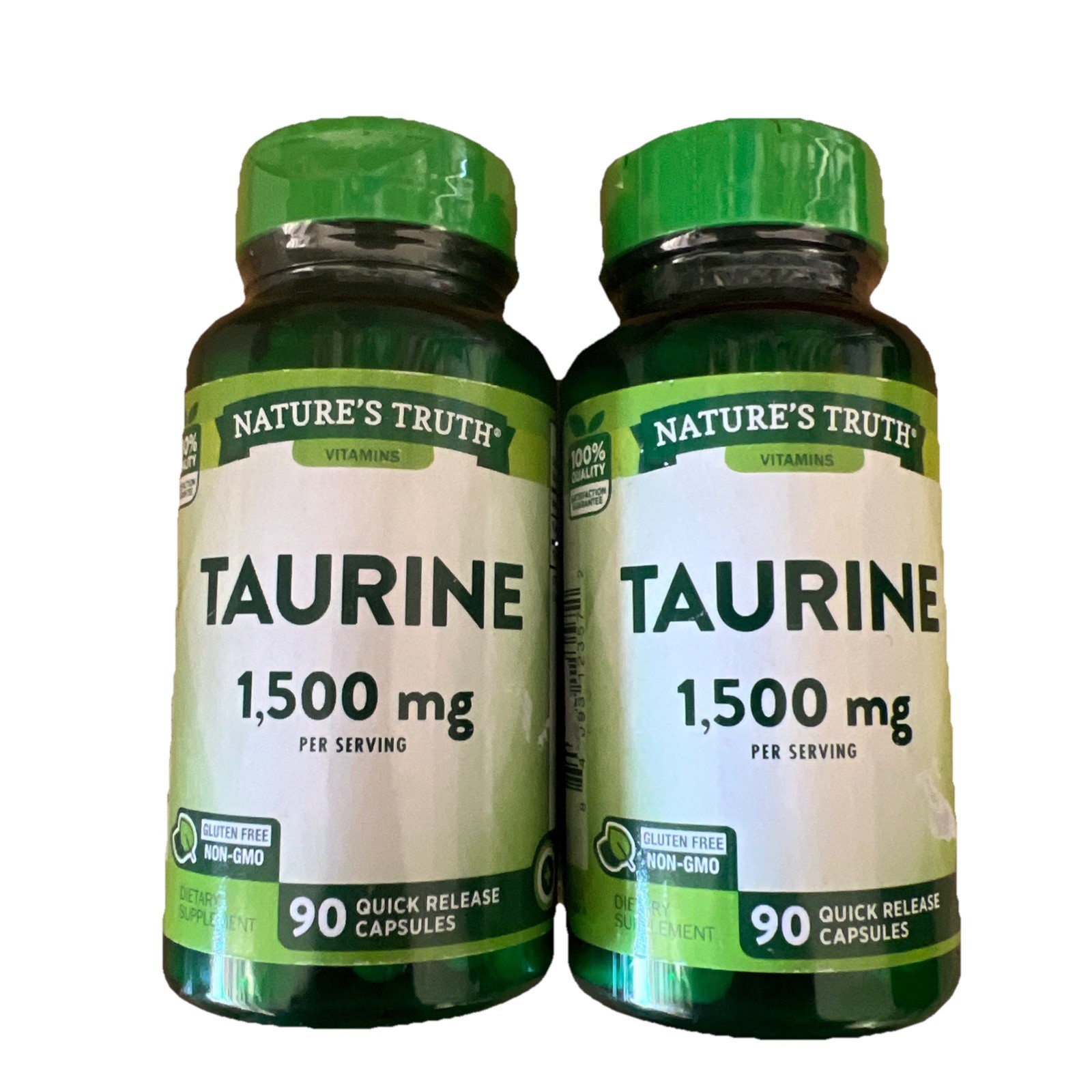 Taurine 1500mg | 180 Capsules | Non-GMO & Gluten Free – NT (2 Bottles)