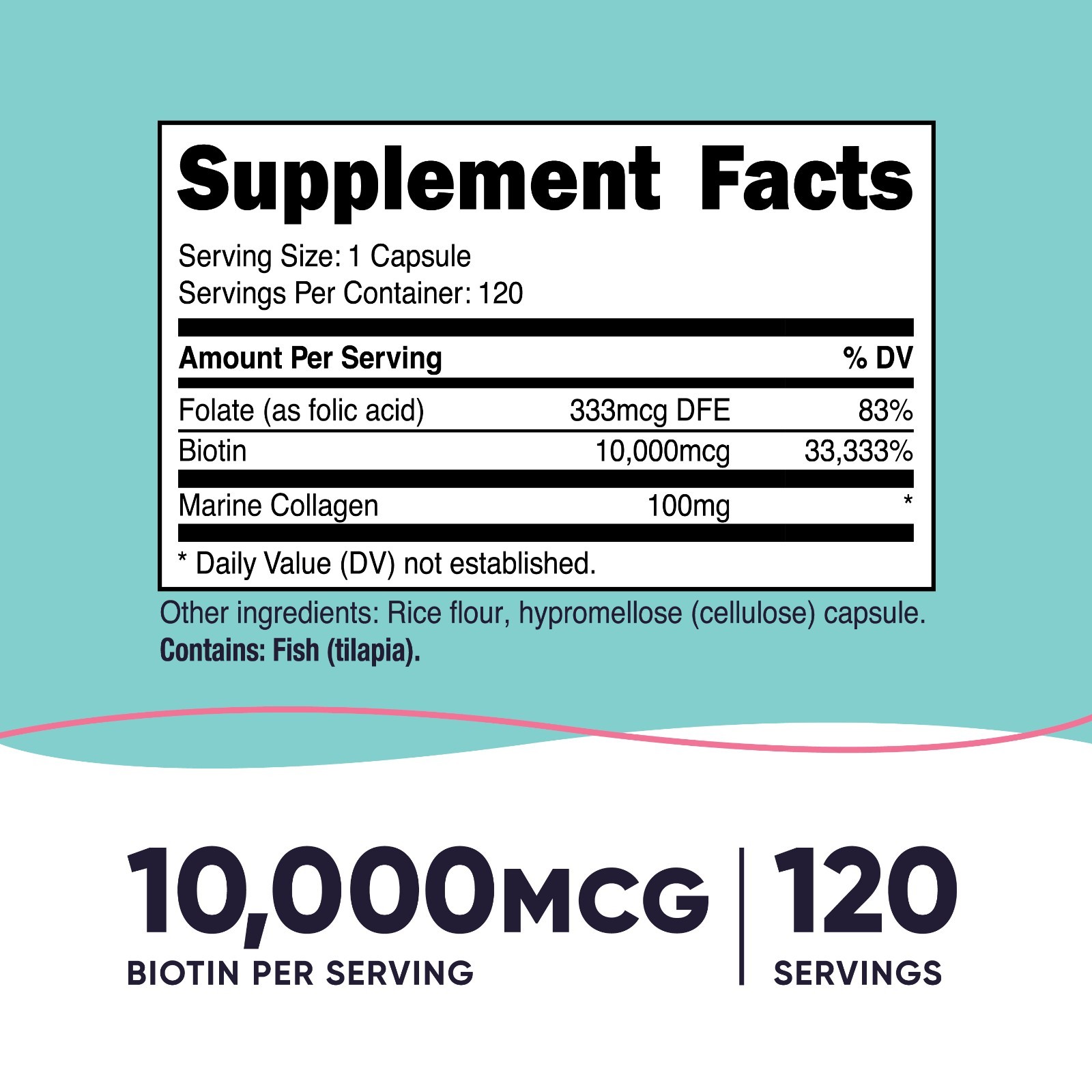 Nutricost Biotin for Women 10,000mcg 120 Capsules – with Folate & Collagen