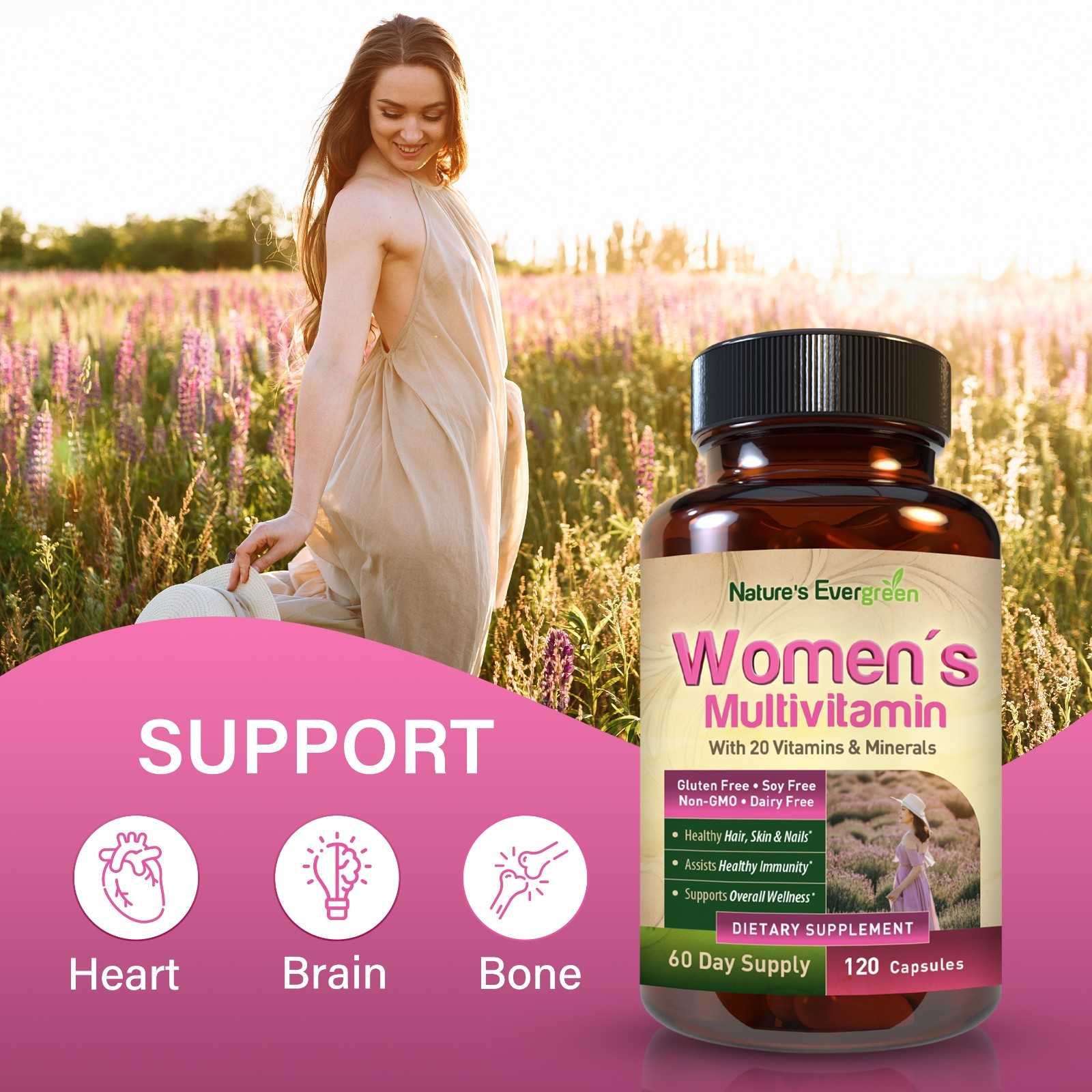 Multivitamin for Women, Multimineral W/ Over 20 Vitamins A, C, D, E, B12, More