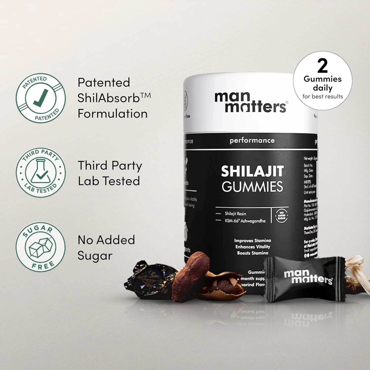 Man Matters Pure Himalayan Shilajeet Gummies Boosts Stamina 30 Gummys
