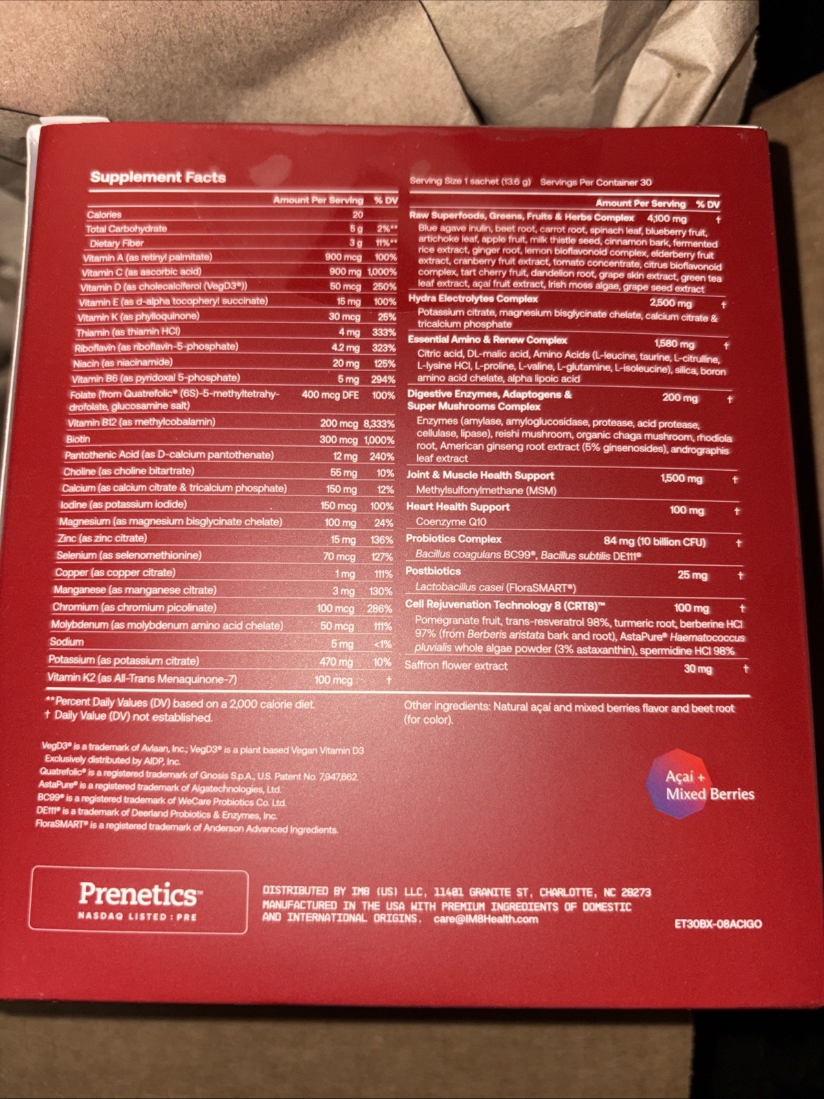IM8 Açaí And Mixed Berries Daily Ultimate Essentials 30 Satchet Packs