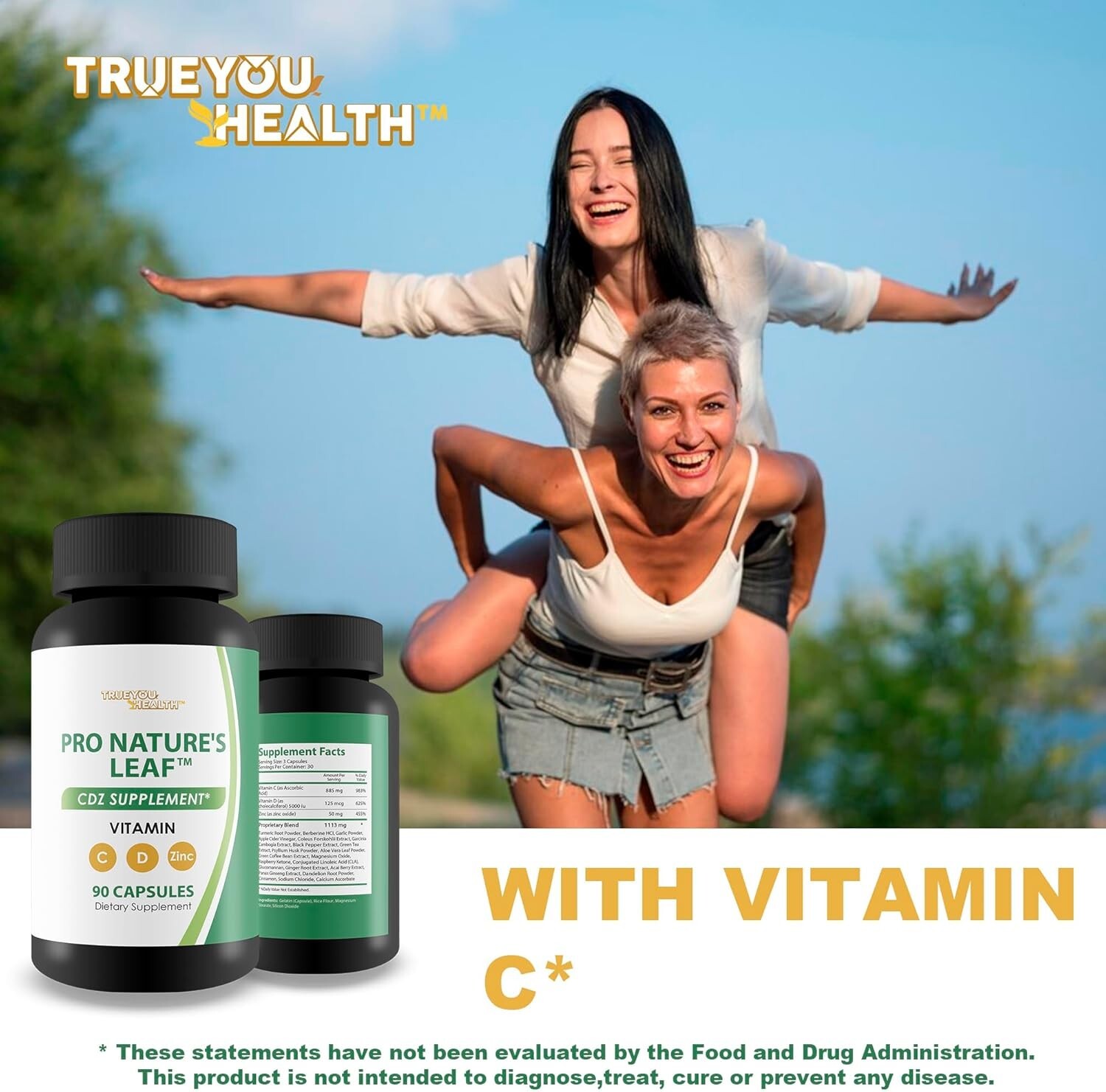 Pro Natures Leaf CDZ & Turmeric – Vitamin C D Zinc Supplement for Immune Health