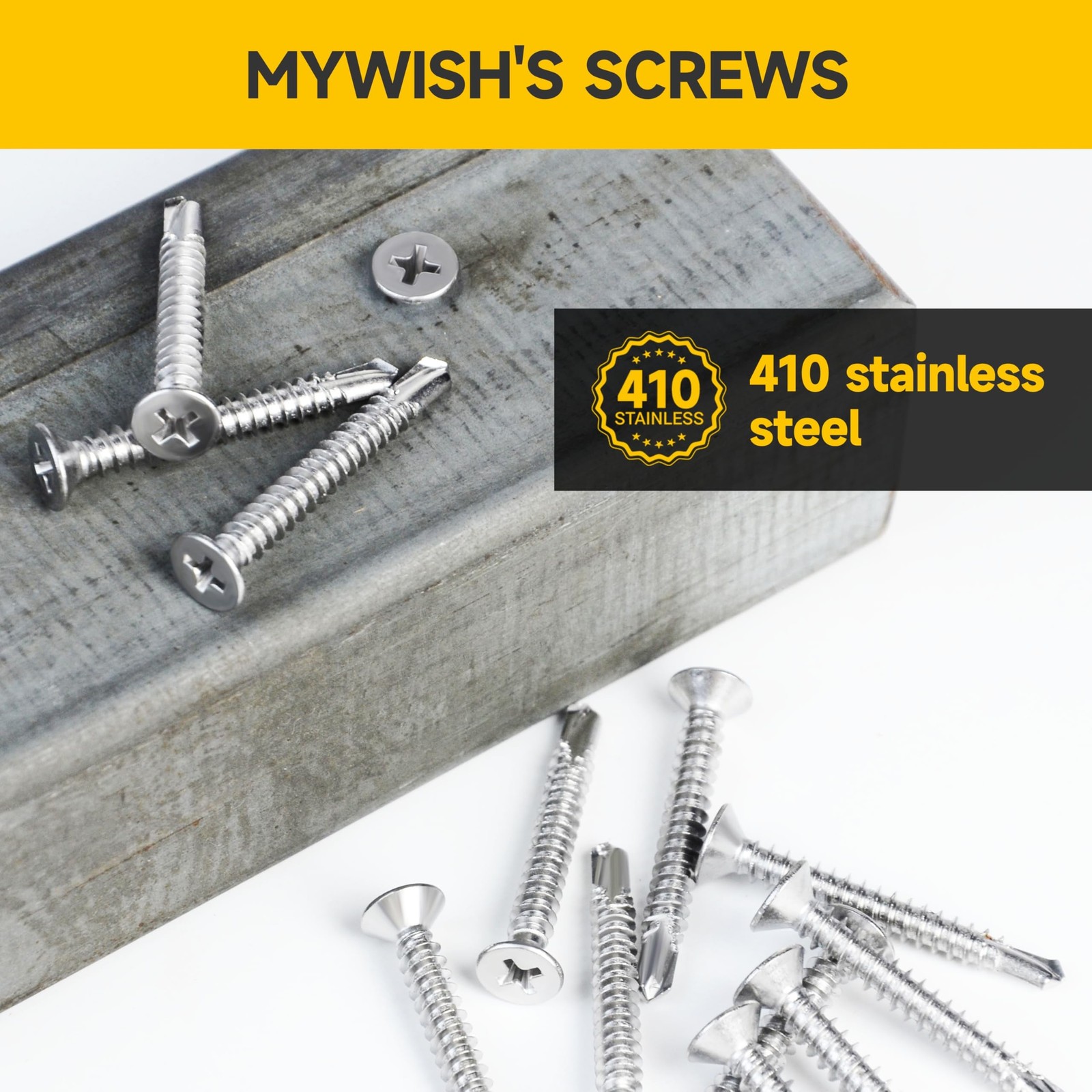 Mywish (600Pcs) #8 x 1/2″ Self Tapping Screws for Metal, Flat Phillips Head 4…