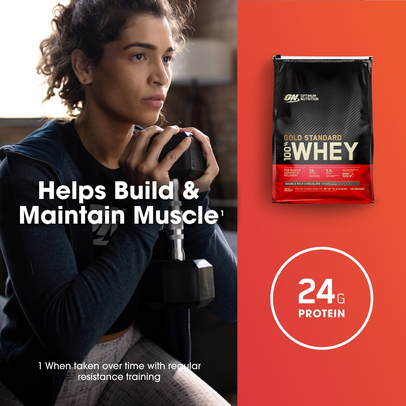 Optimum Nutrition Gold Standard 100% Whey Protein, Double Rich Chocolate 10lb