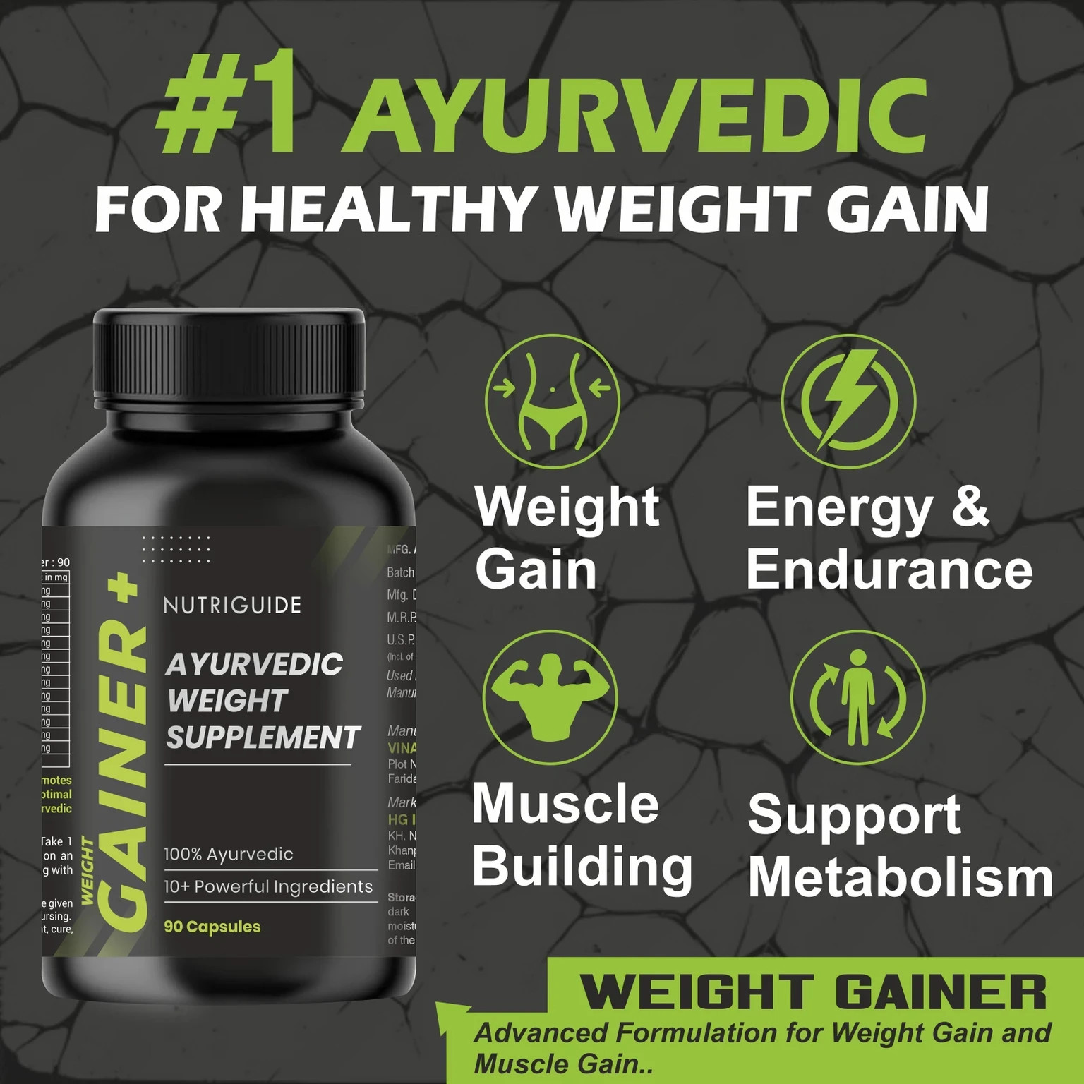 Weight Gainer Supplement for men & women boost stamina 90 capsule