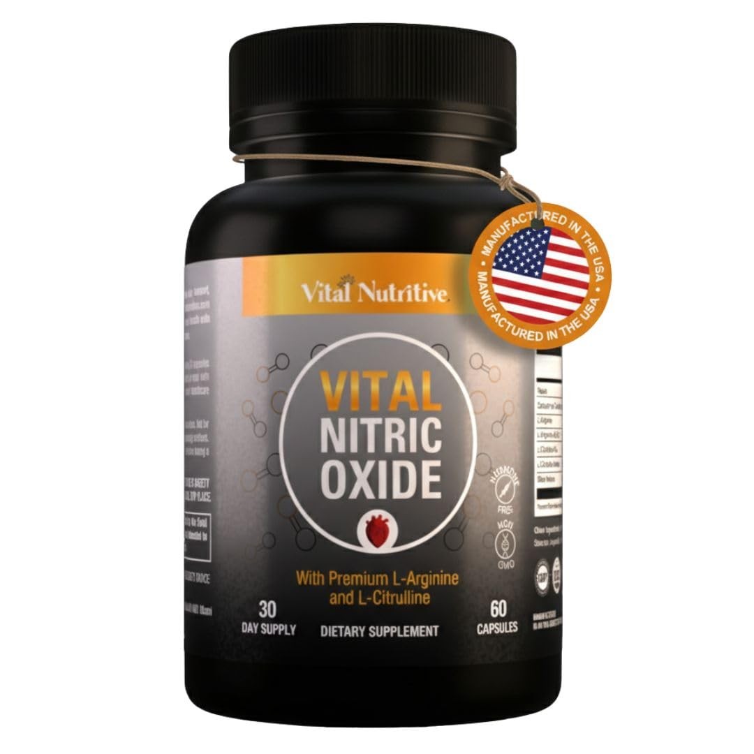 Vital Nutritive Nitric Oxide Supplement Men L-Arginine L-Citrulline 30 Days
