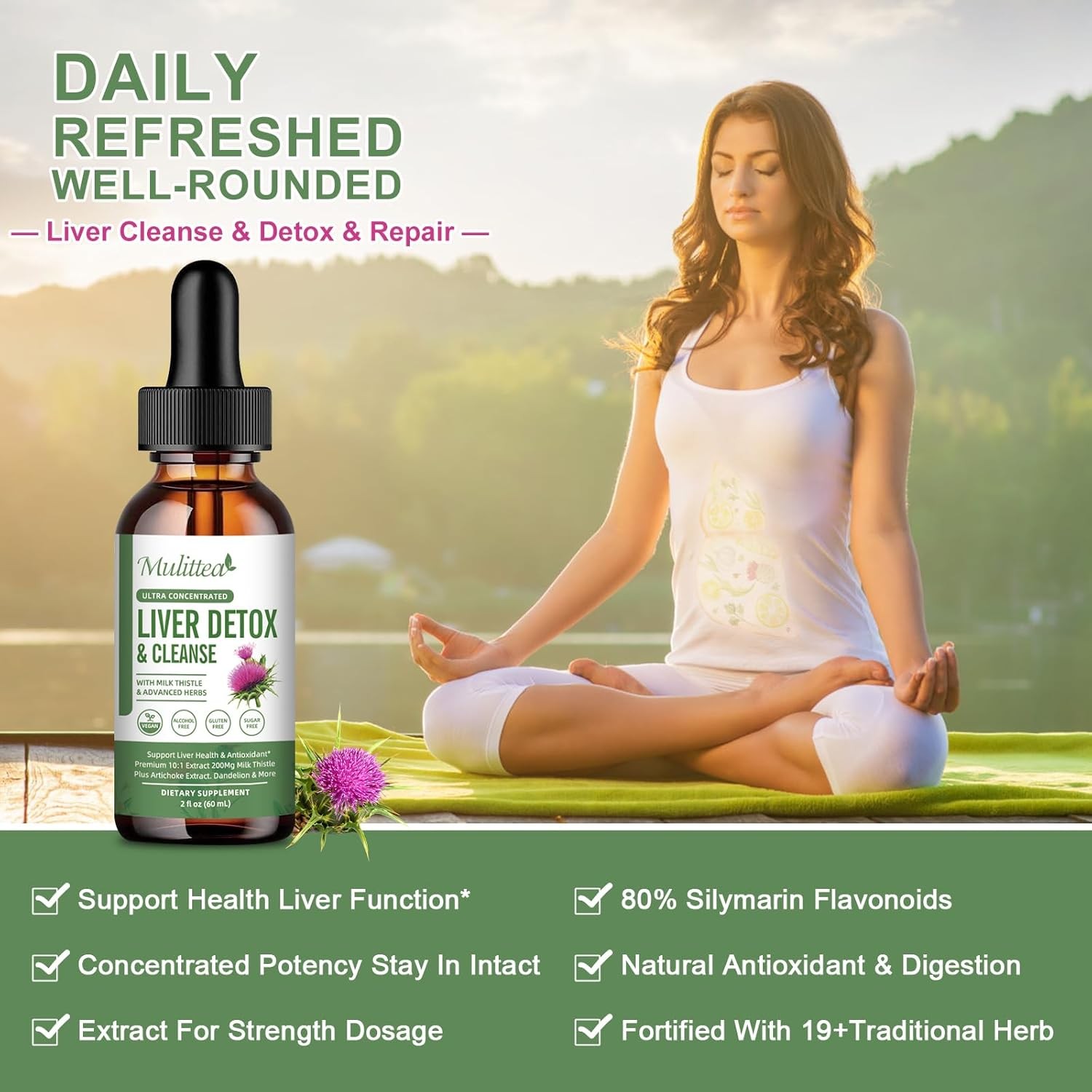Milk Thistle Liquid Drop,Dandelion Root,Liver Cleanse Immune Support 60ml