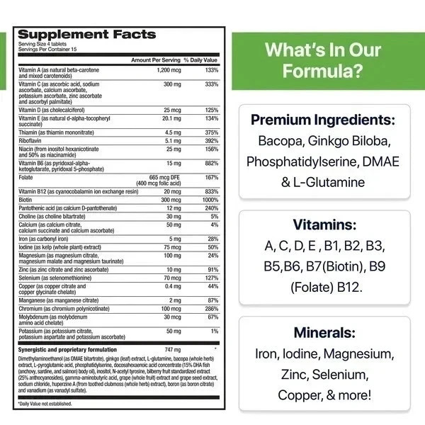 pack of 5 Focus Factor Adults Extra Strength- Brain Supplement – 120 Tablets