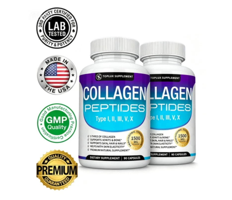 Top-Quality Collagen Peptides 1800 MG Hydrolyzed Anti-Aging (Types I,II,III,V,X)