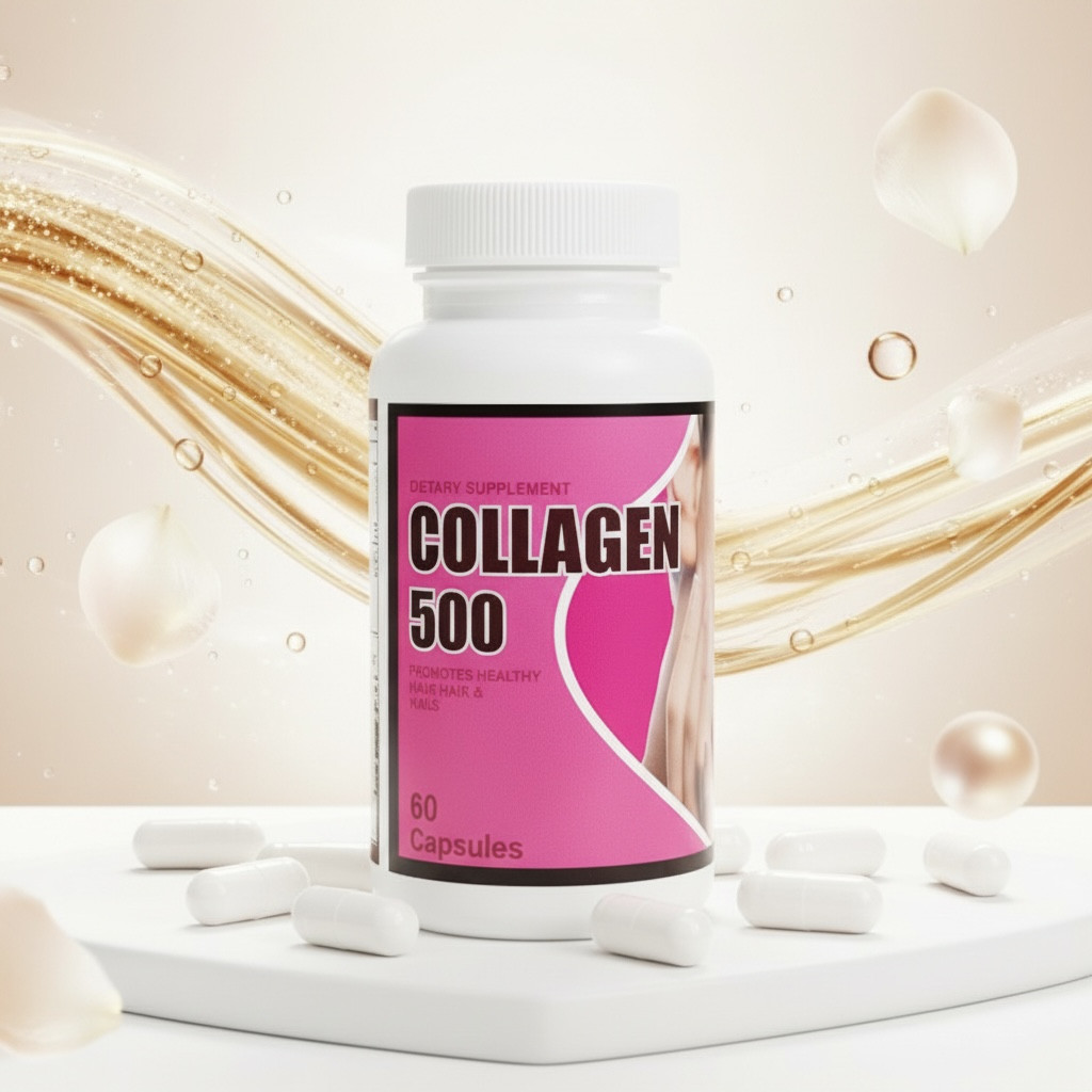 Collagen 500 mg Capsules Skin Hair Nails Support 60 Capsules Anti Aging Unisex