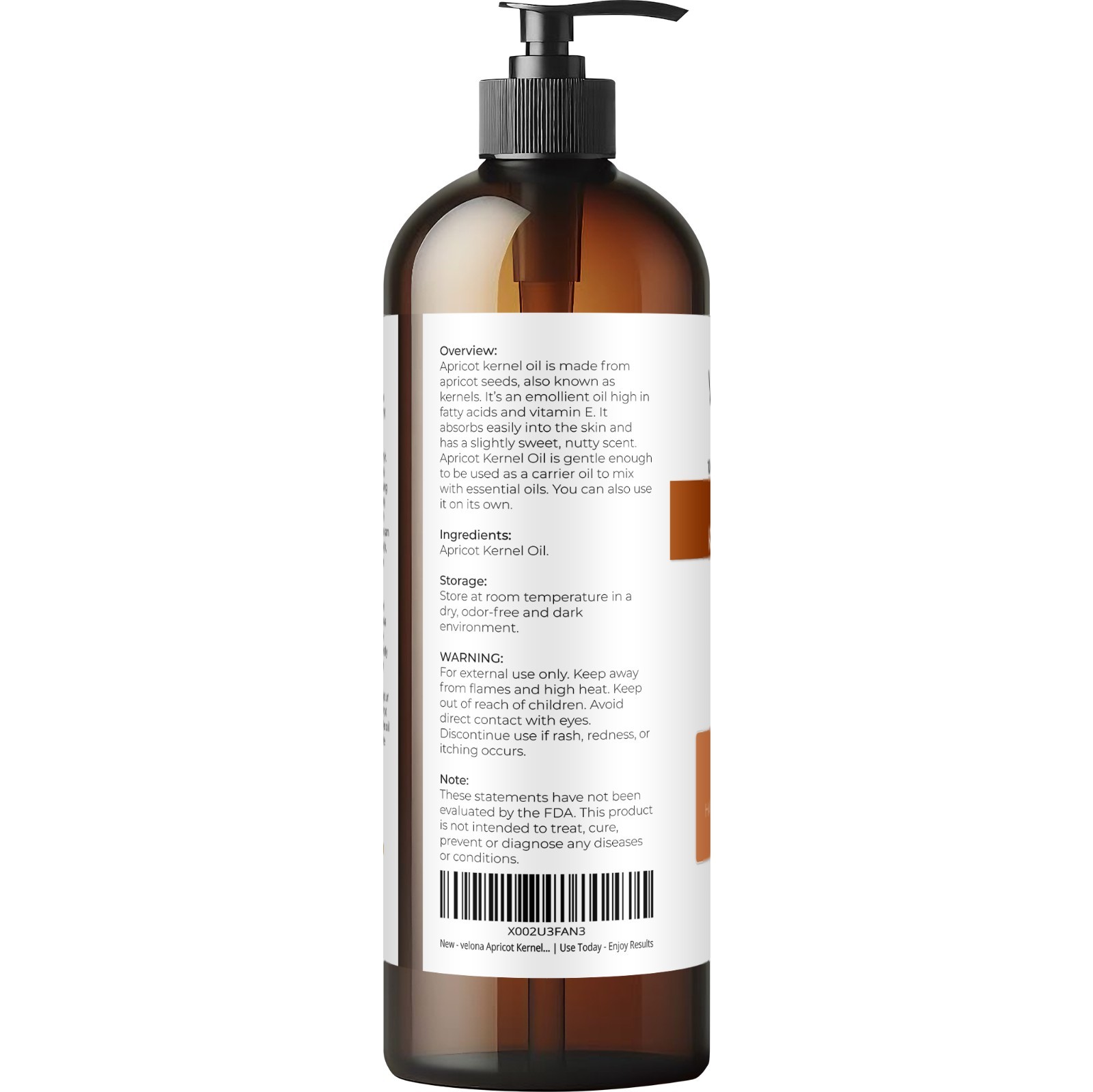Apricot Kernel Oil 2oz-7lb REFINED NATURAL CARRIER Expeller Pressed PURE VELONA