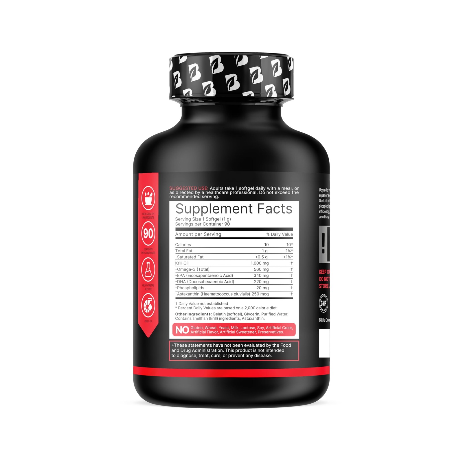 3 Pack: B Life Company Antarctic Krill Oil Omega-3 EPA DHA 270 Softgels