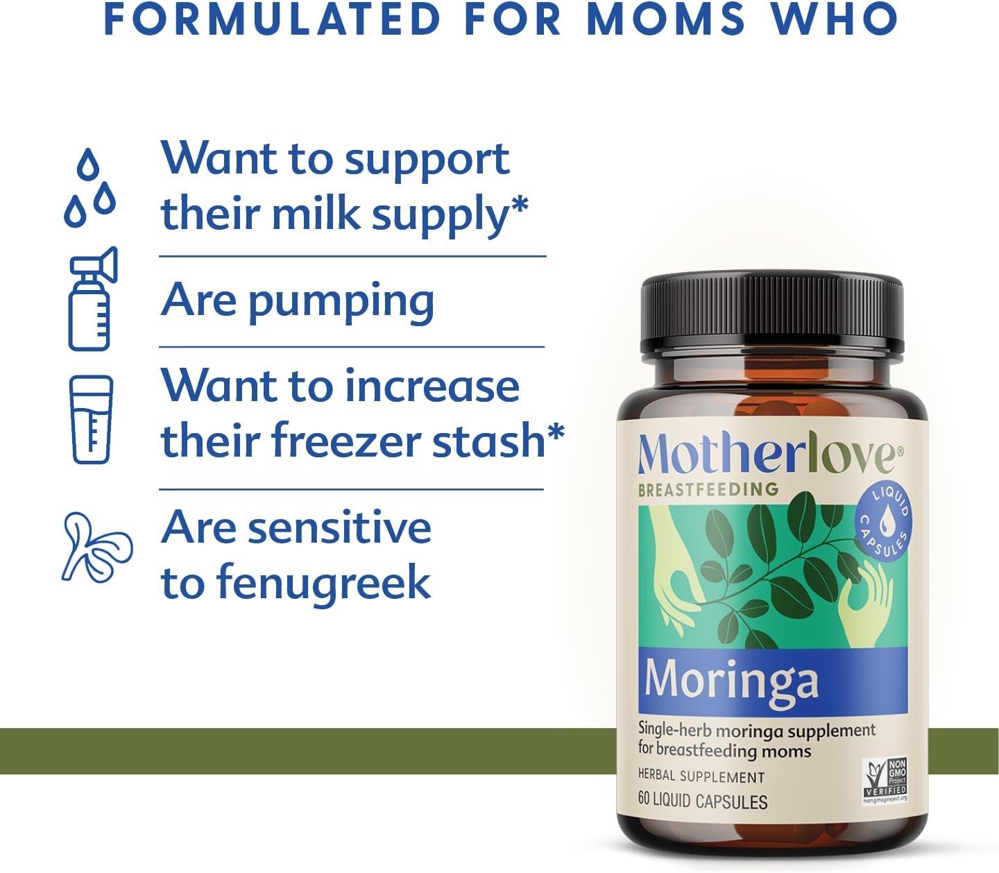 Motherlove Moringa (120 Capsule Value Size) Lactation Supplement to Support Brea