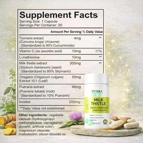 Uvora Milk Thistle Detox, Premium Herbal Supplement With Milk Thistle Extrac…