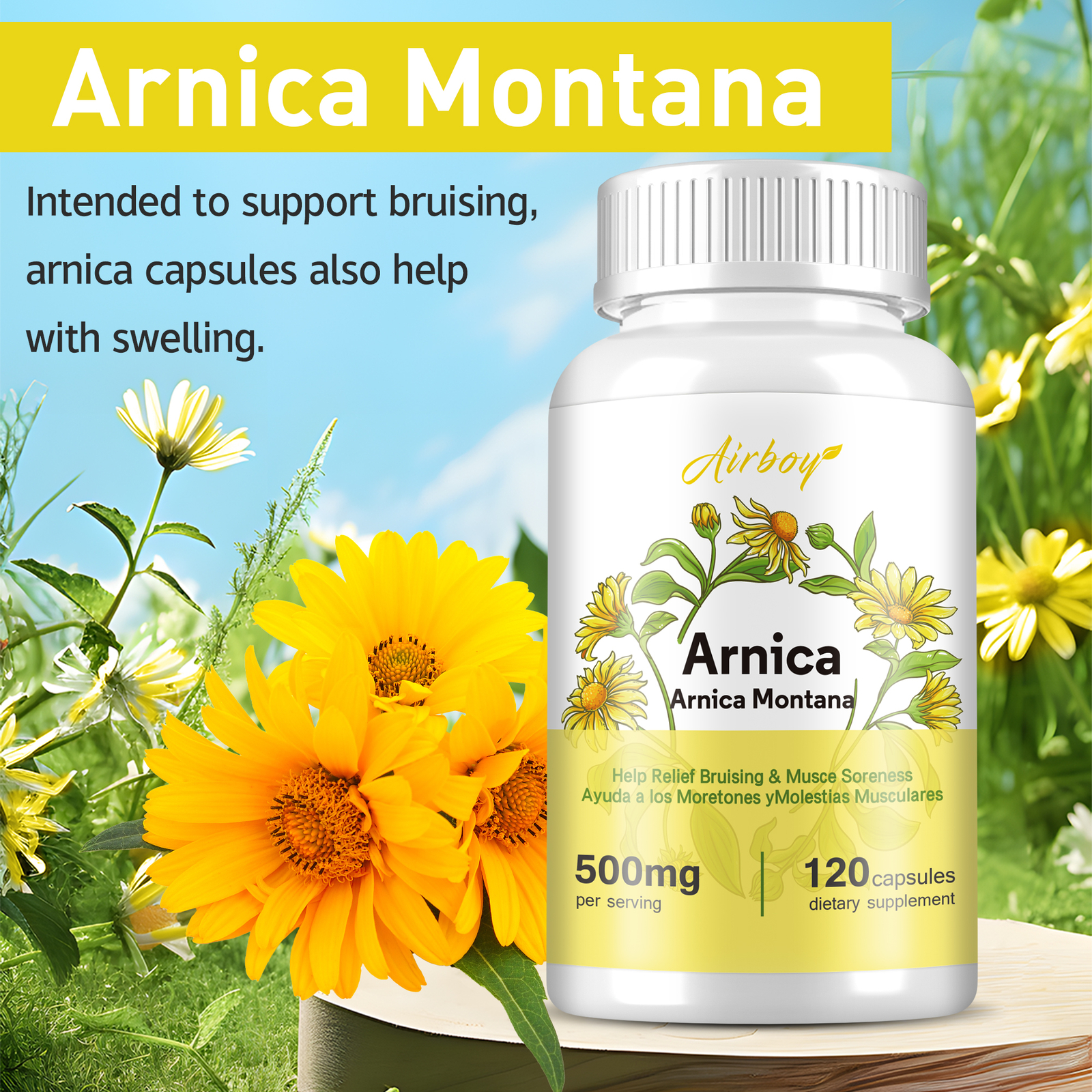 120pcs Arnica – Anti-Inflammatory, Natural Pain, Bruising and Swelling Relief