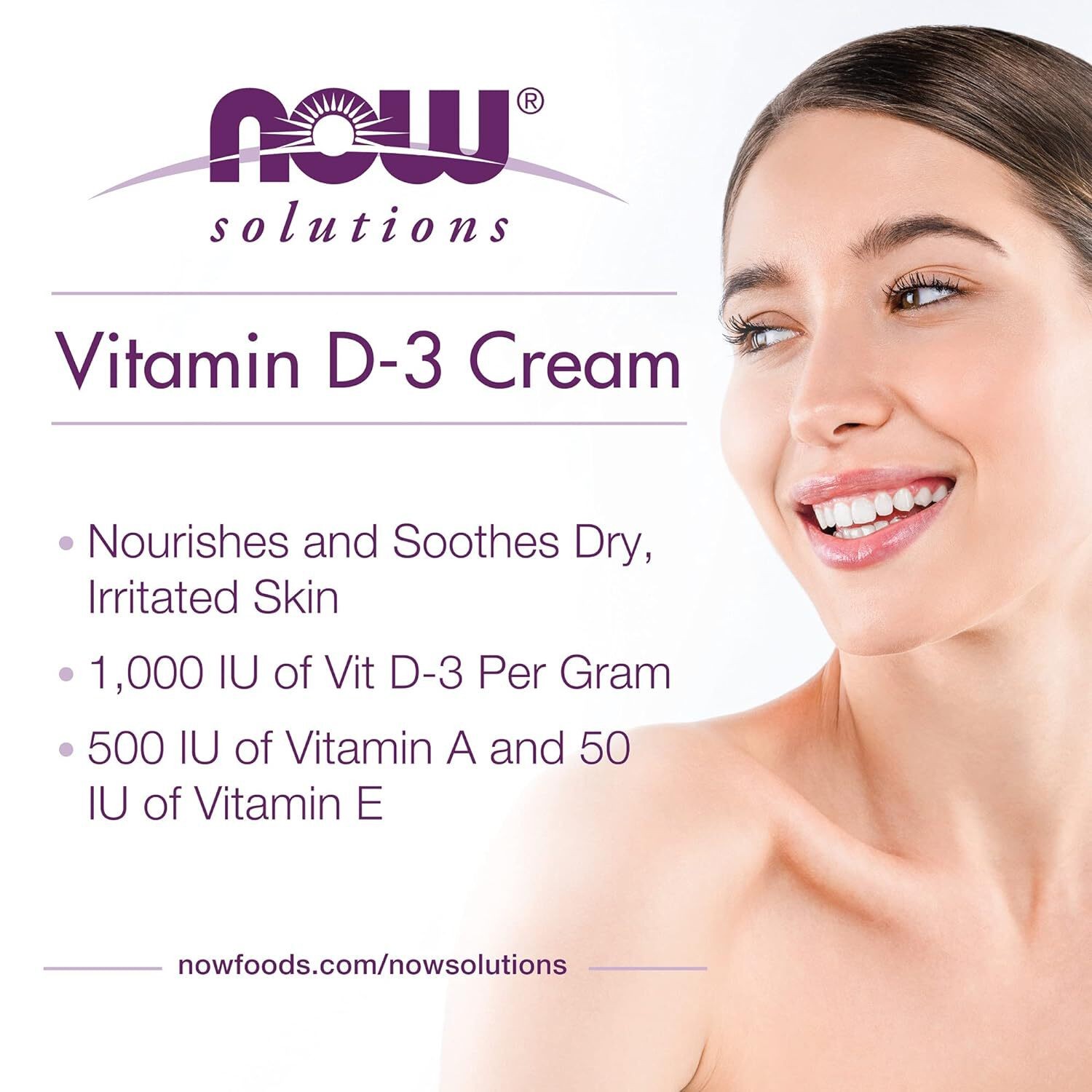 NOW Solutions, Vitamin D-3 Cream 1,000 IU Per Gram, 4-Ounce