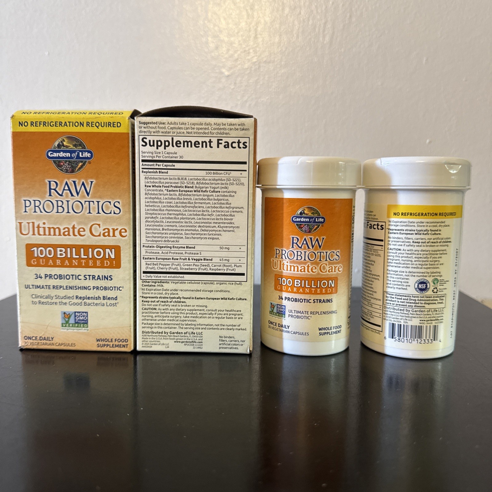 Garden of Life Raw Probiotics Ultimate Care 100 Billion 60 Veg Caps -NO REFIG RQ